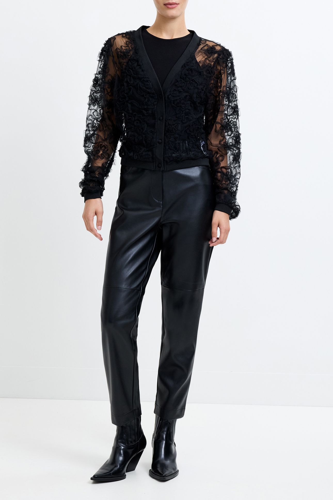 APPLIQUE MESH CARDIGAN BLACK 3