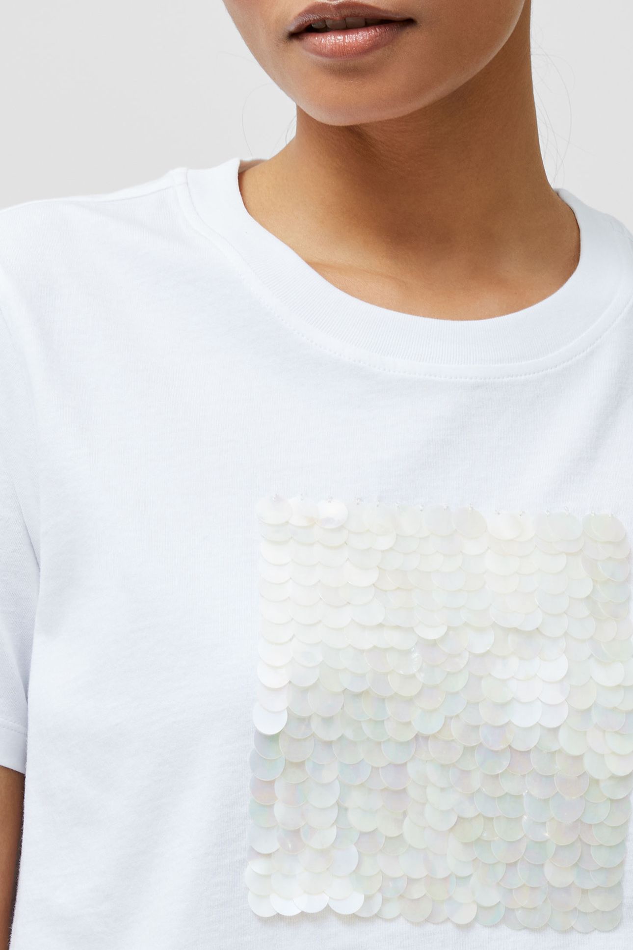 SEQUIN JERSEY SS TEE LINEN WHITE 4