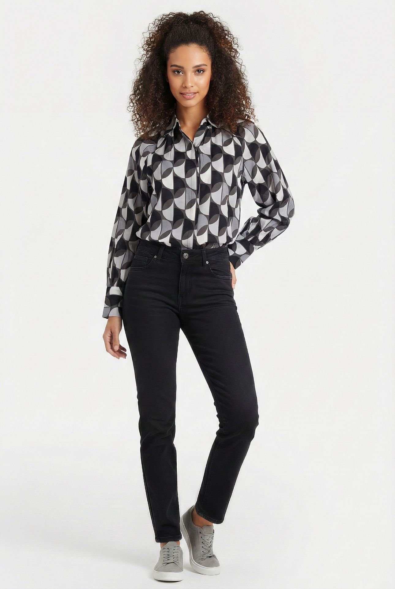 S.OLIVER BLOUSE GREY/BLACK 1
