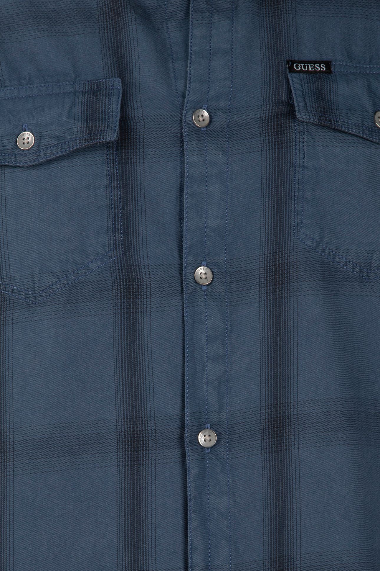 GUESS ECO LS SUNSET SHIRT NAVY FADED CHECK 4