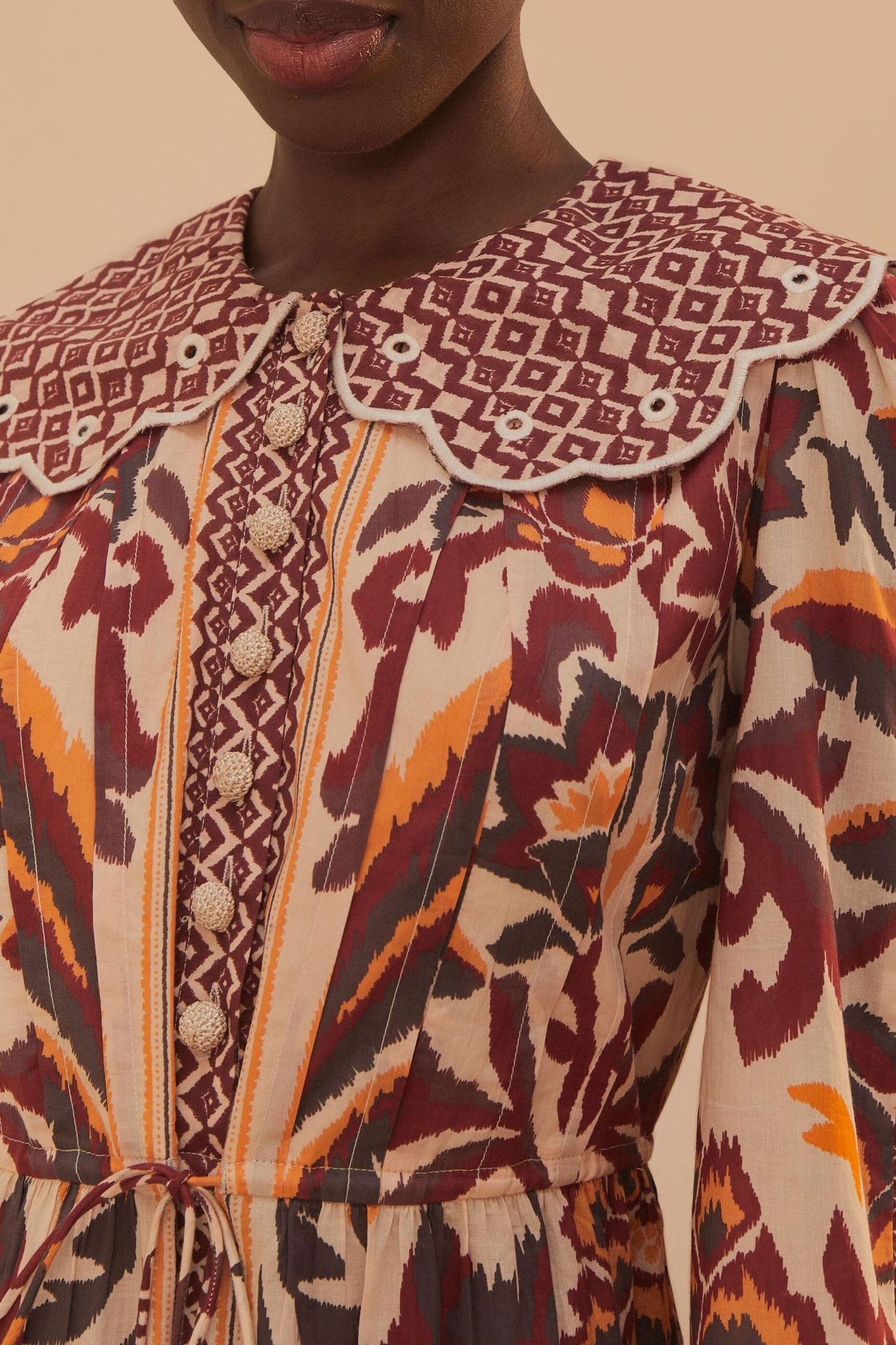 TOUCANS SCARF CREAM MINI DRESS 3
