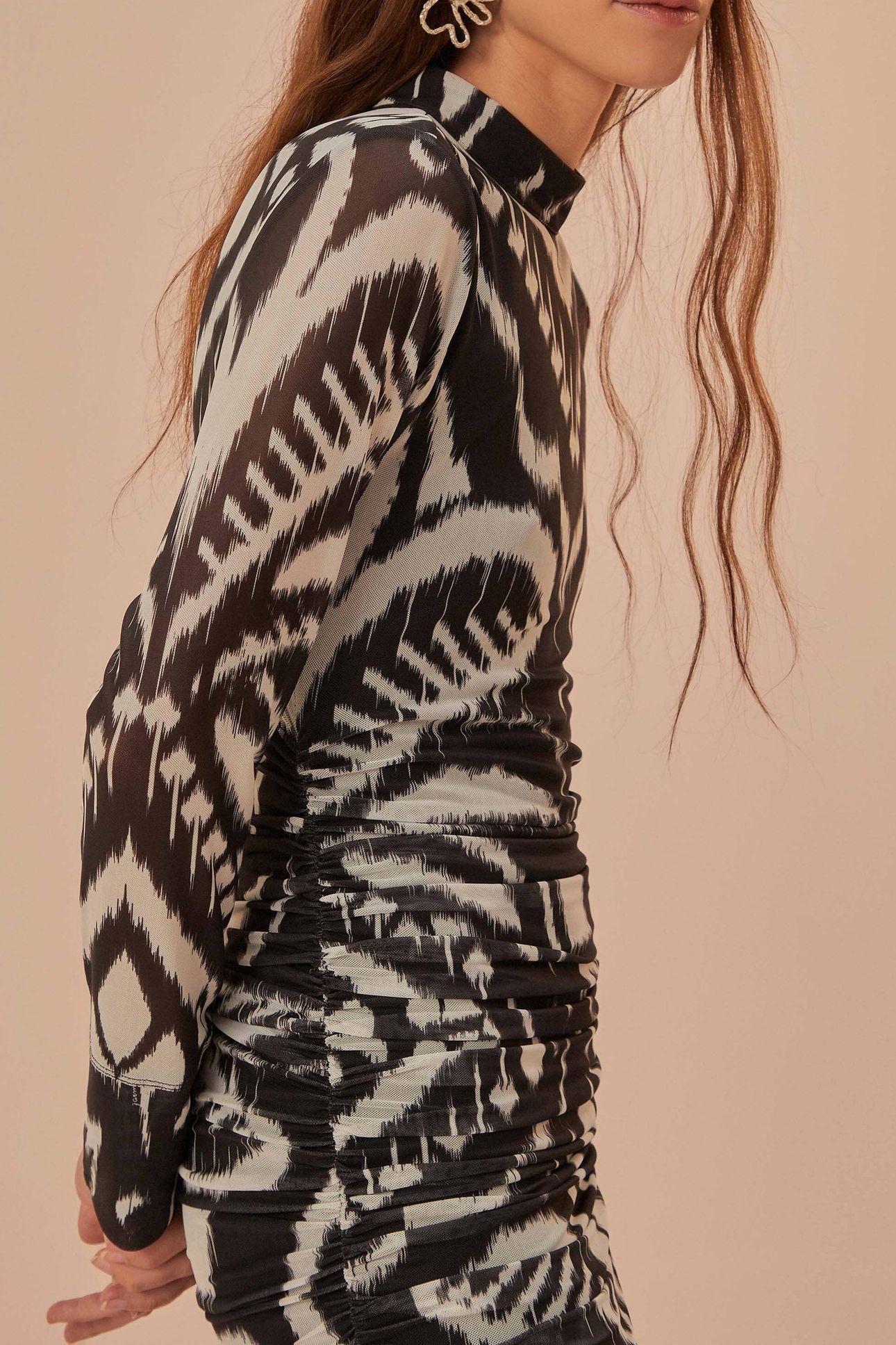 PINEAPPLE IKAT BLACK TULLE MIDI DRESS 4