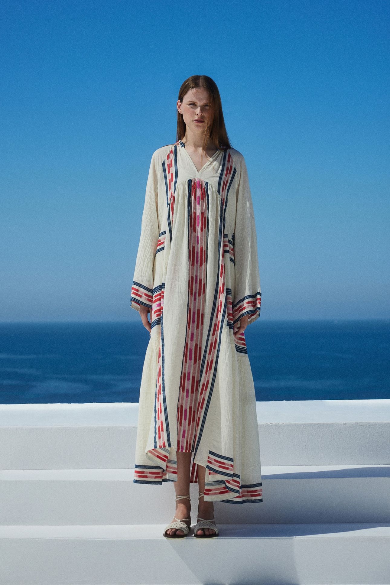 POWER LONG DRESS JACQUARD NAVY RED 1