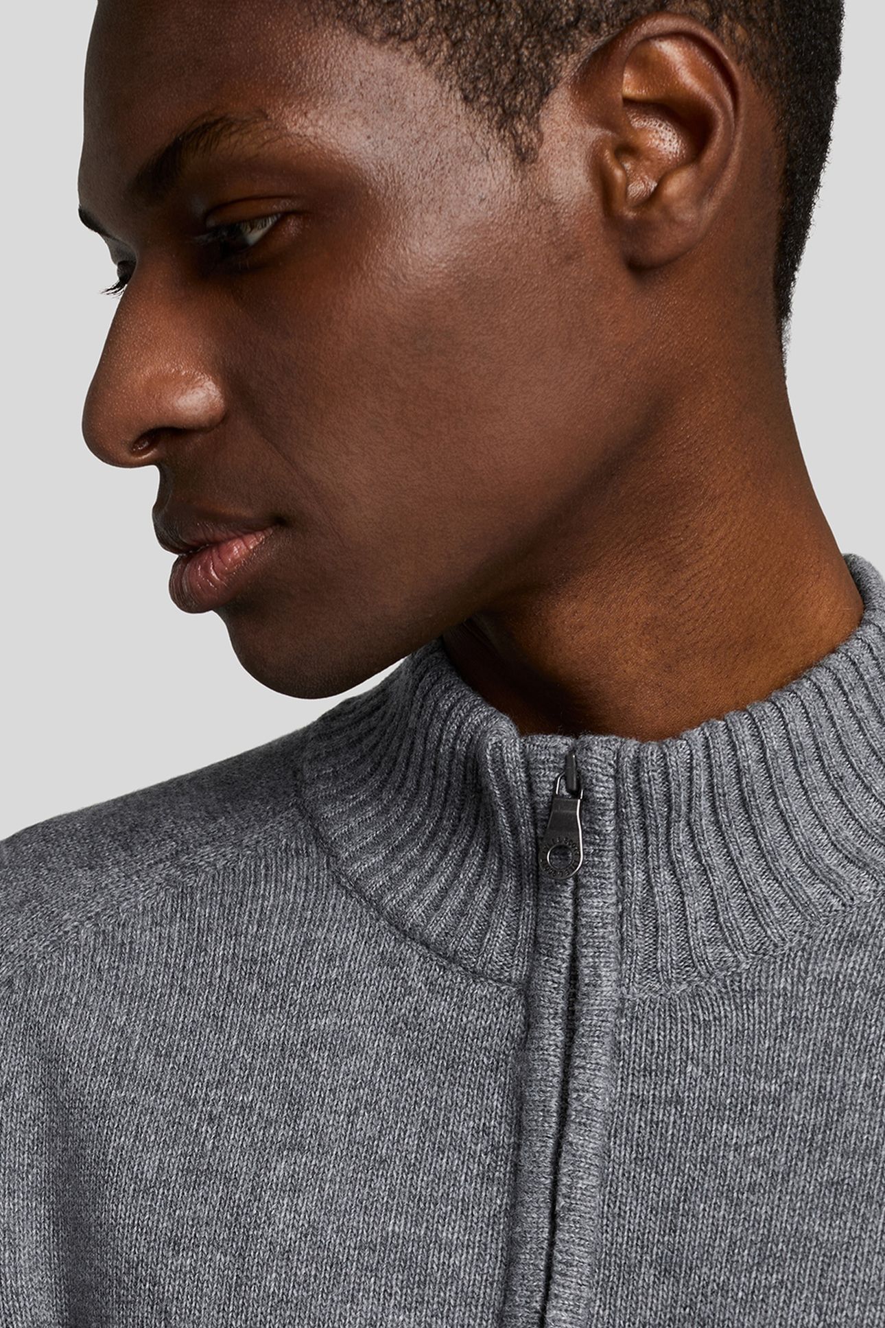 SADDLE SLEEVE QUARTER ZIP JUMPER GREY HEATHER 7