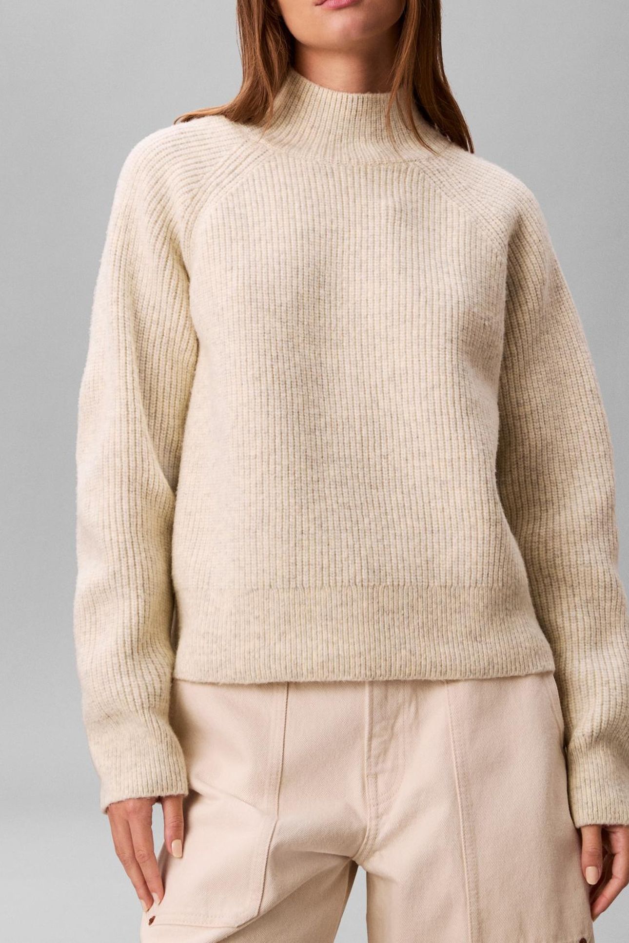 WOOLEN STITCH PULLOVER B01 LIGHT GREY HEATHER 1