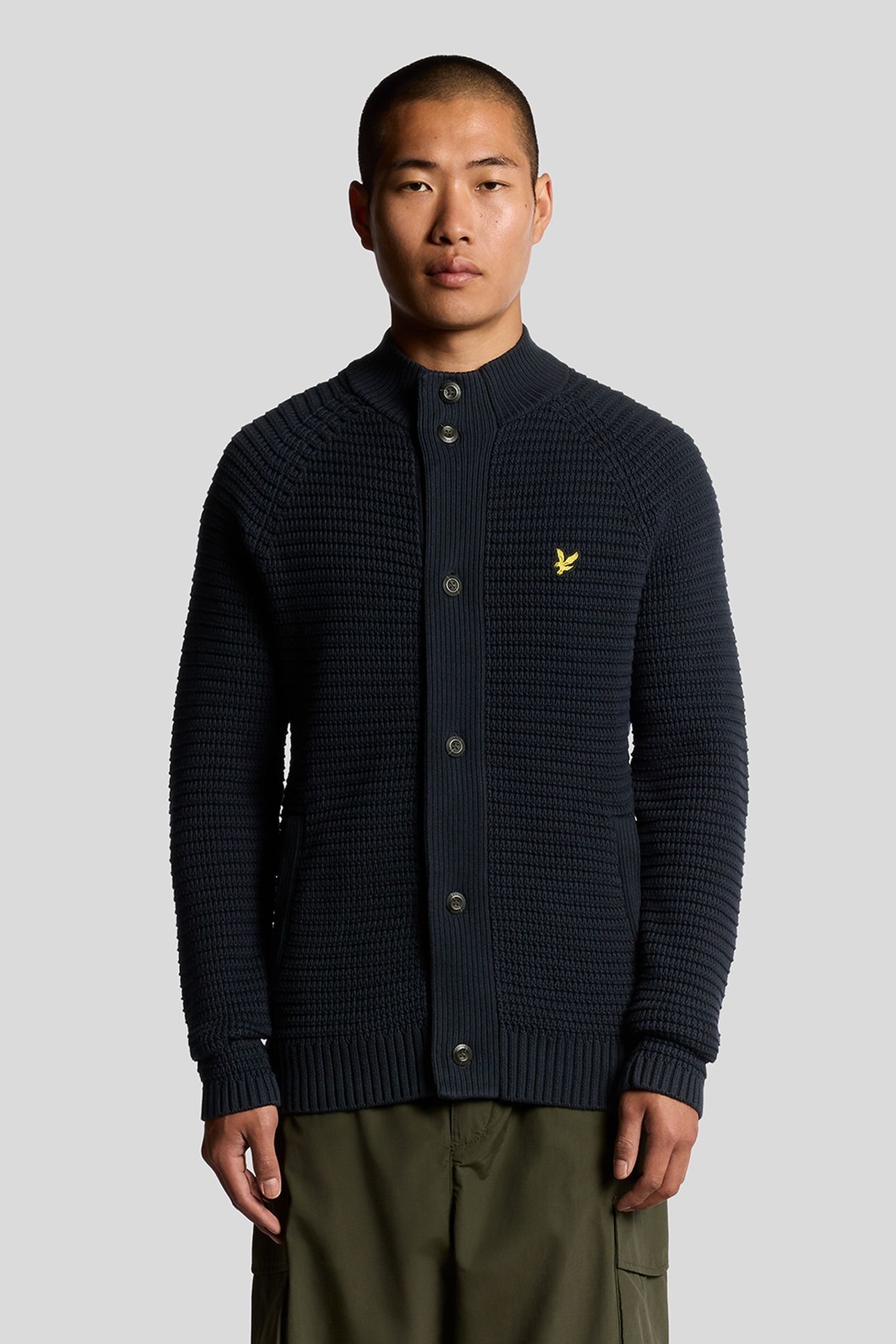 BUTTON THROUGH FUNNEL NECK JUMPER DARK NAVY 1