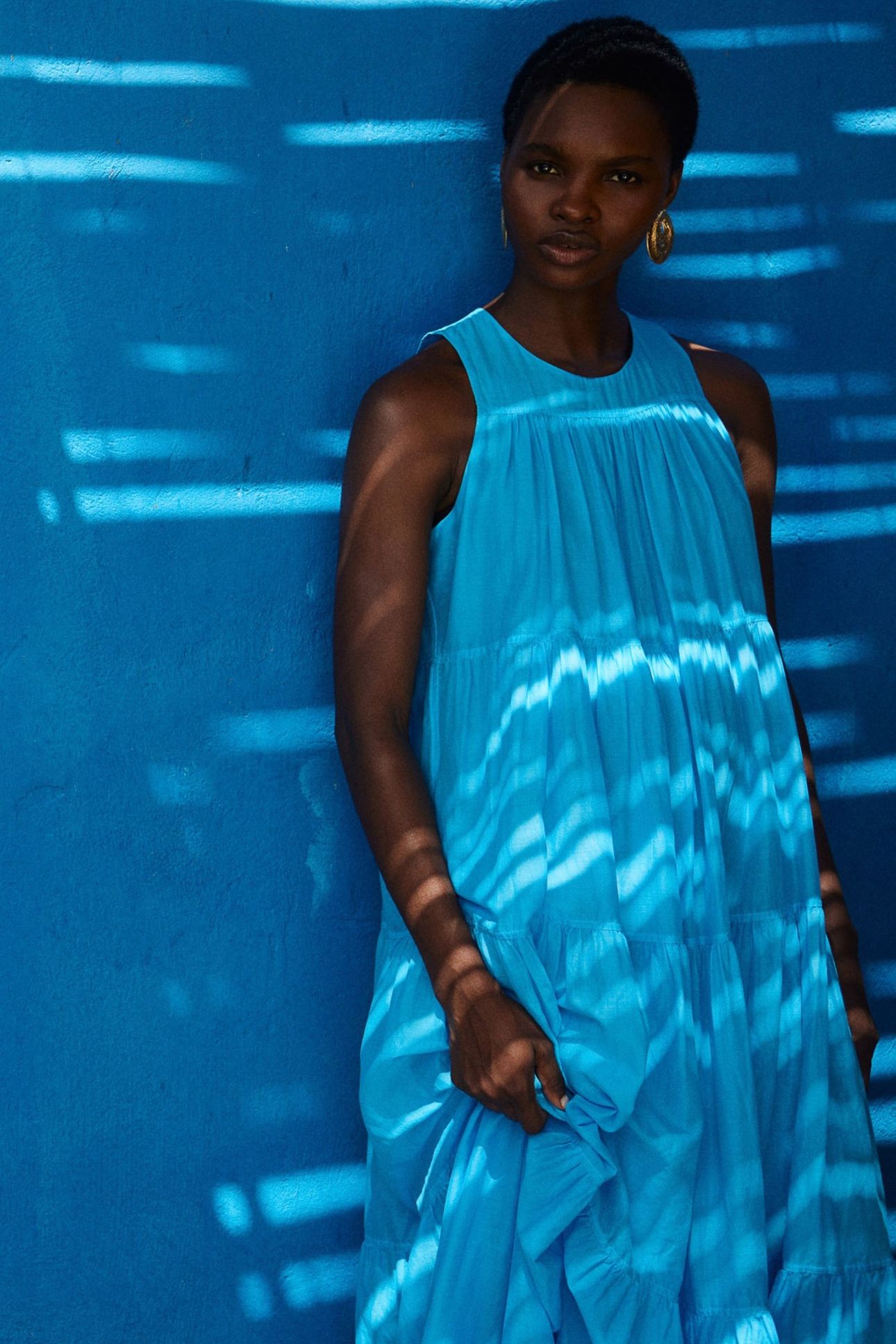 LACK LONG DRESS VOILE CYAN 1