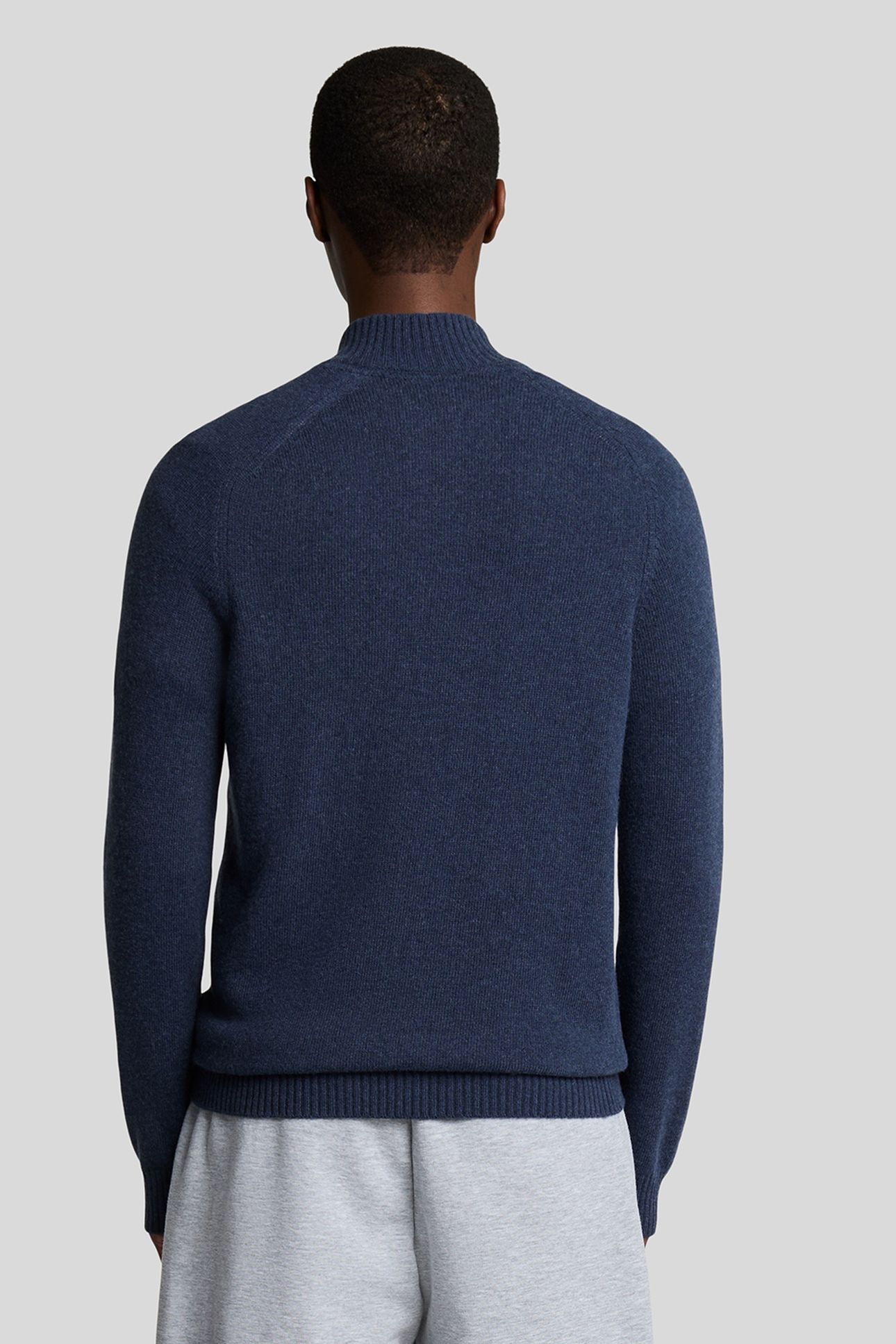SADDLE SLEEVE QUARTER ZIP JUMPER NAVY HEATHER 2