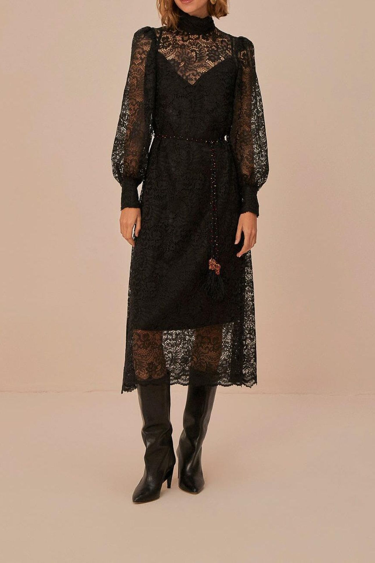 LACE BLACK MIDI DRESS 1