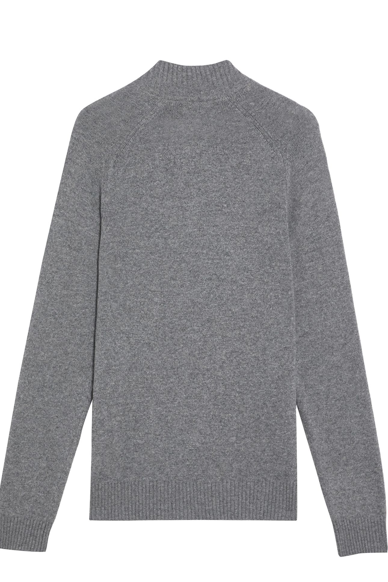 SADDLE SLEEVE QUARTER ZIP JUMPER GREY HEATHER 5