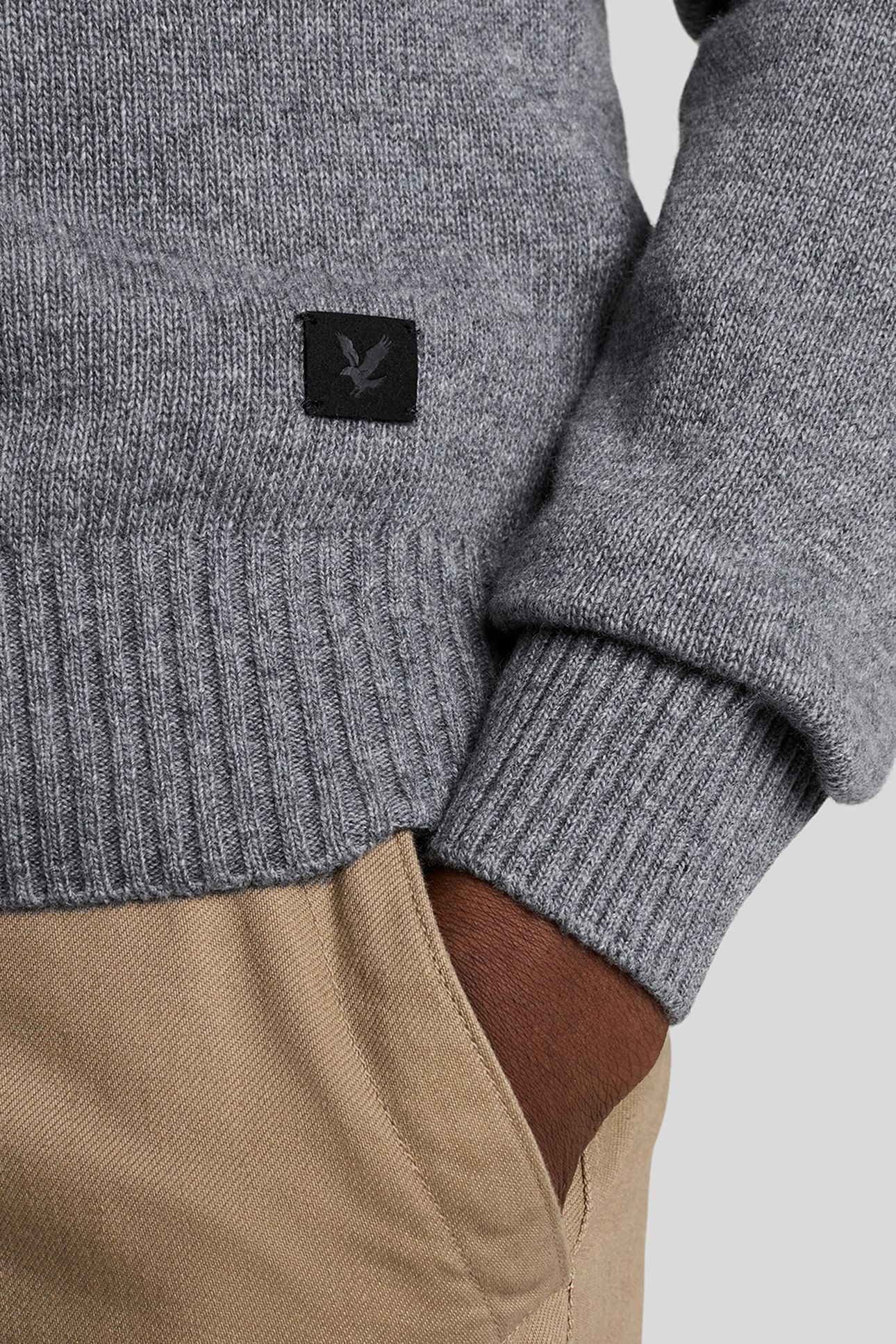 SADDLE SLEEVE QUARTER ZIP JUMPER GREY HEATHER 6