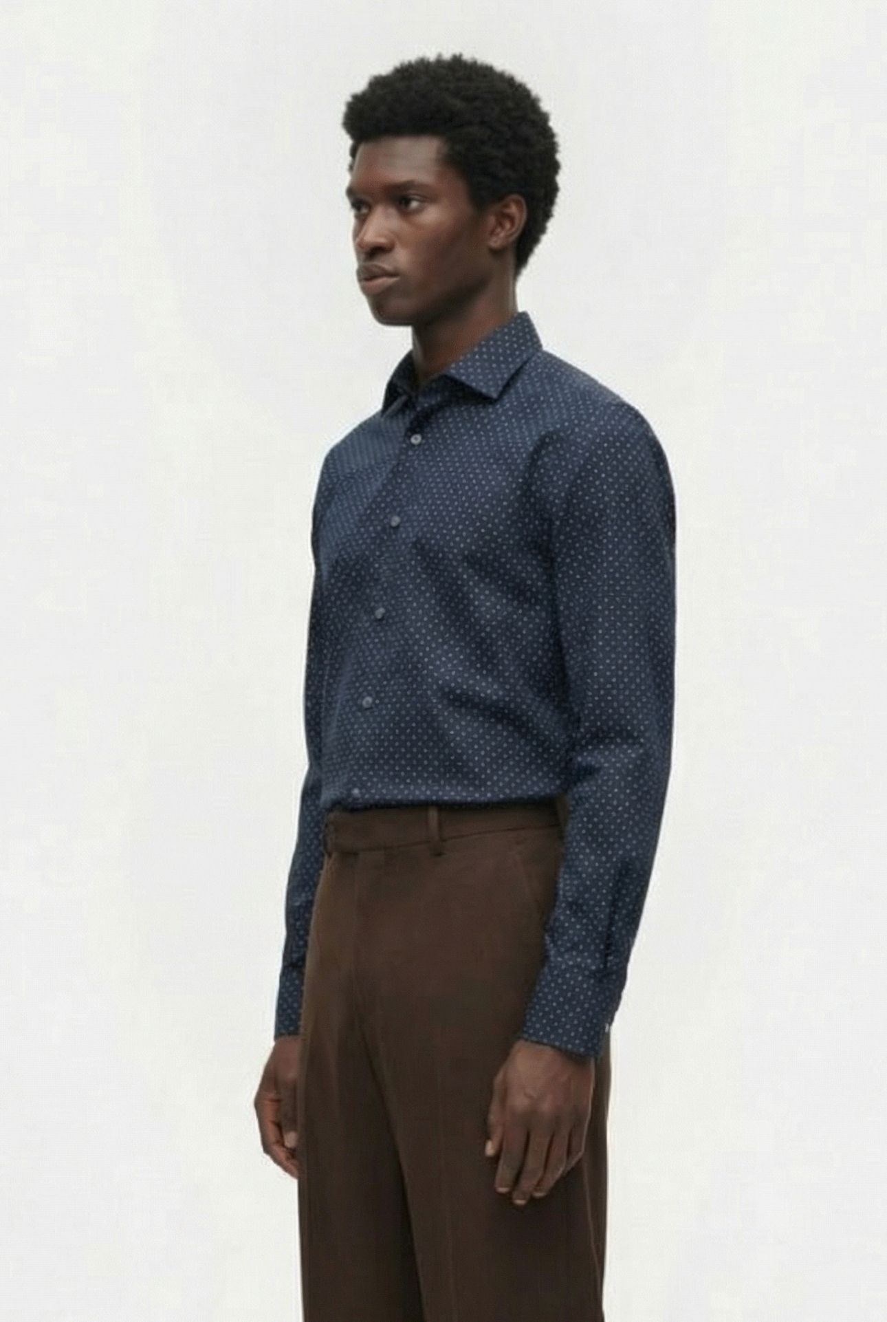 SQUARE DOT CUT LONG SLEEVE SHIRT MARINE 3
