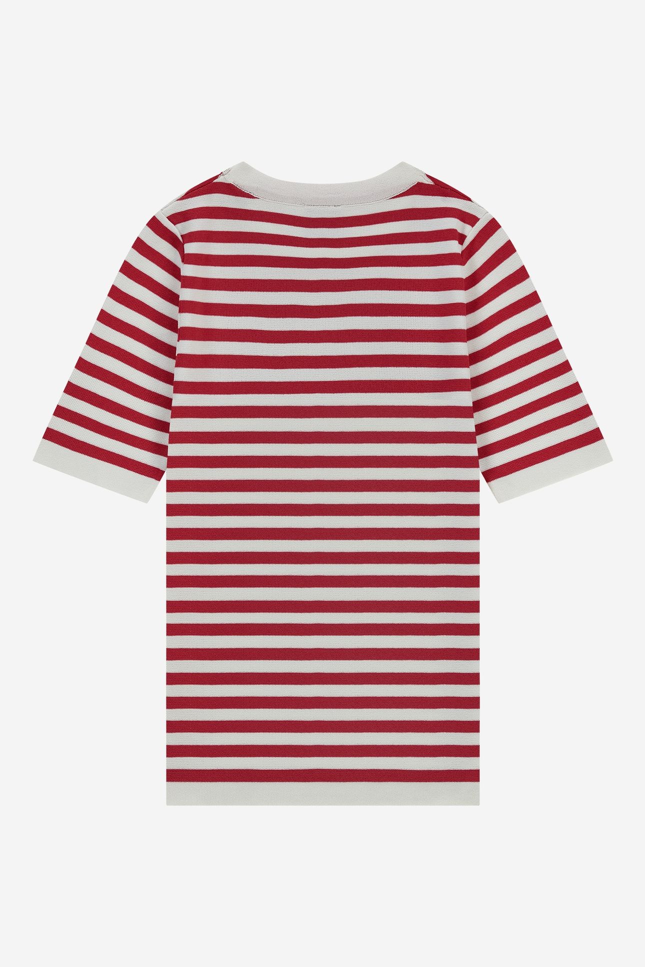 JOLIE SS STRIPE PULLOVER SCARLET/OFF WHITE 2