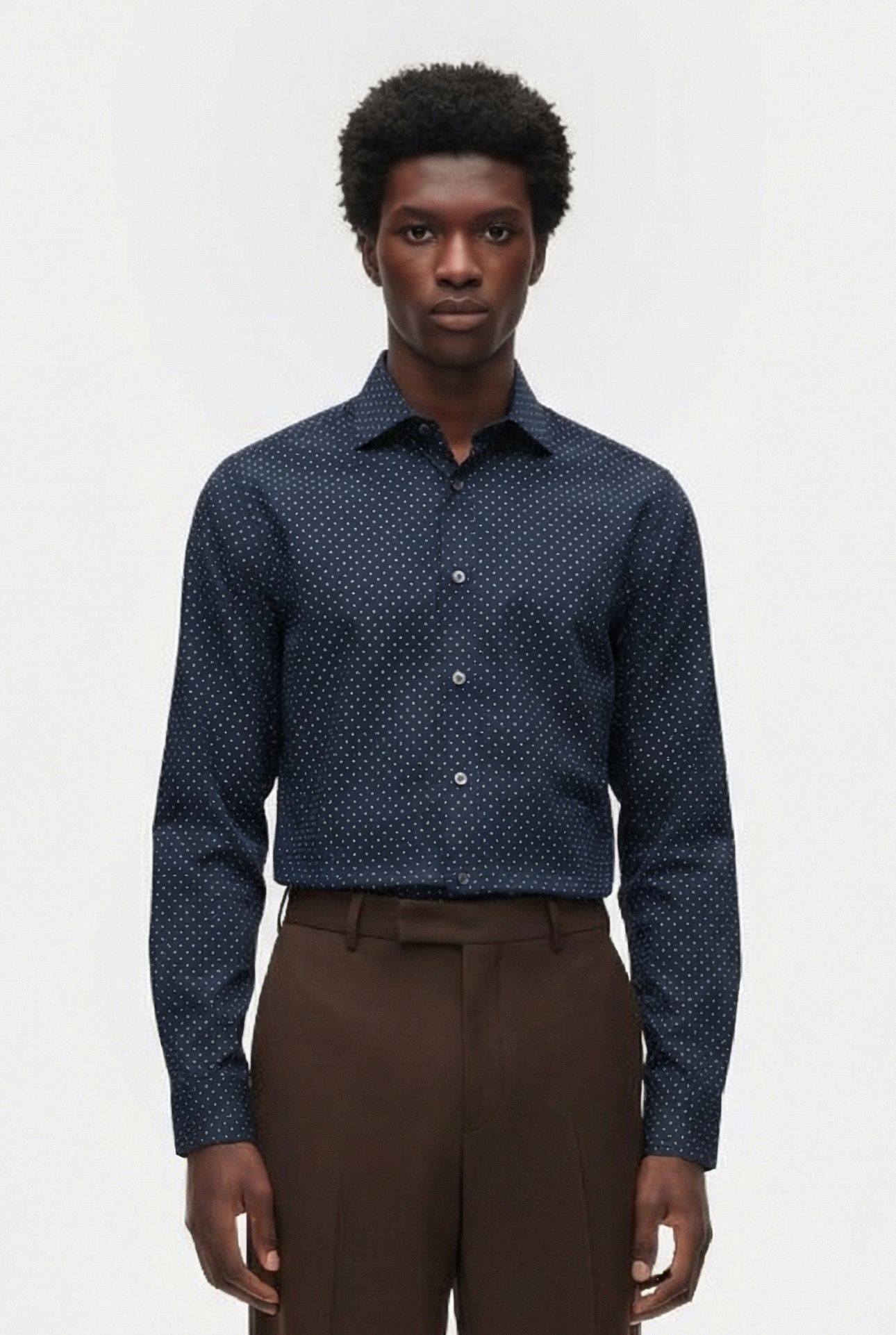 SQUARE DOT CUT LONG SLEEVE SHIRT MARINE 1