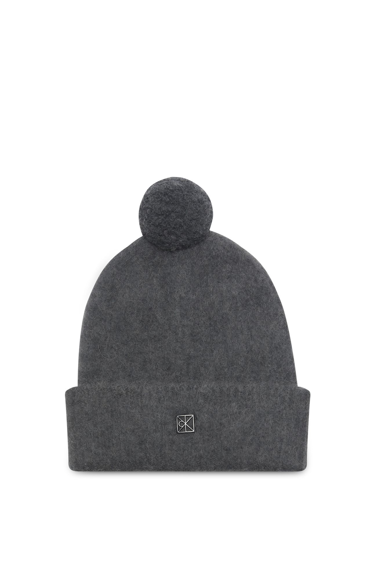 EMBLEM BRUSHED POMPO HAT DARK GREY 2