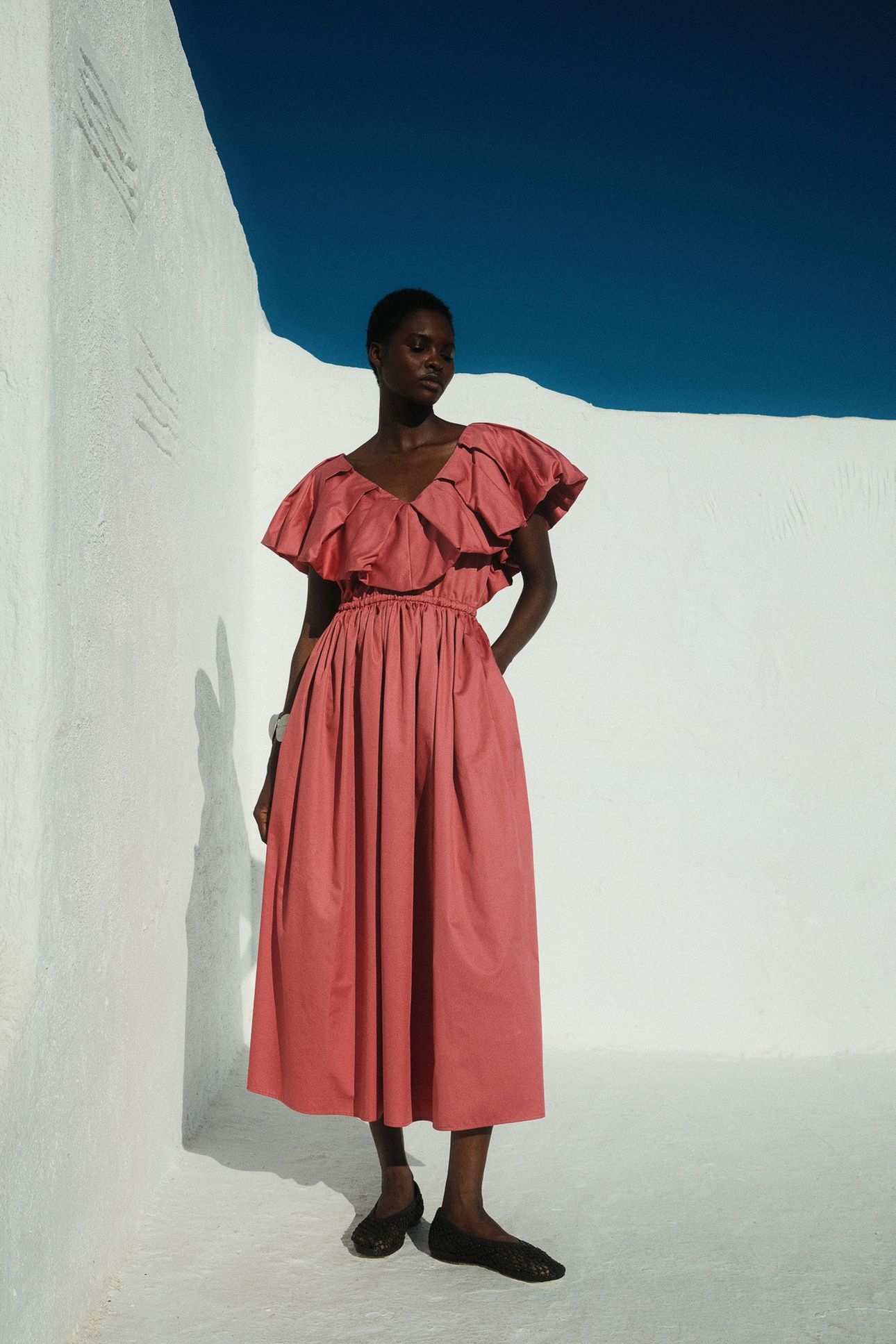 DEOS LONG DRESS POPLIN ROSEWINE 1