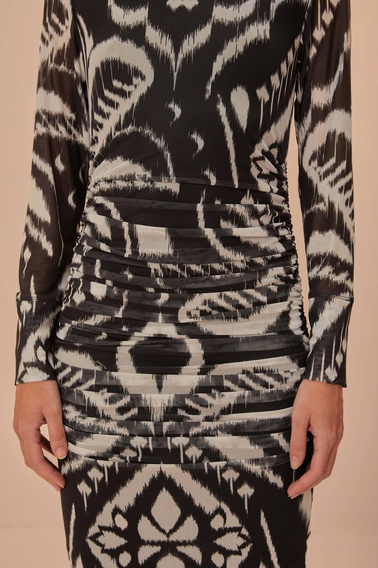 PINEAPPLE IKAT BLACK TULLE MIDI DRESS 5