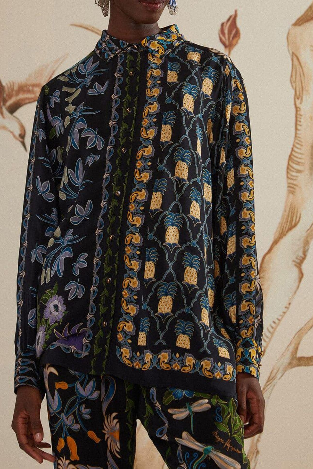 WINTER GARDEN BLACK PAJAMA SHIRT 4