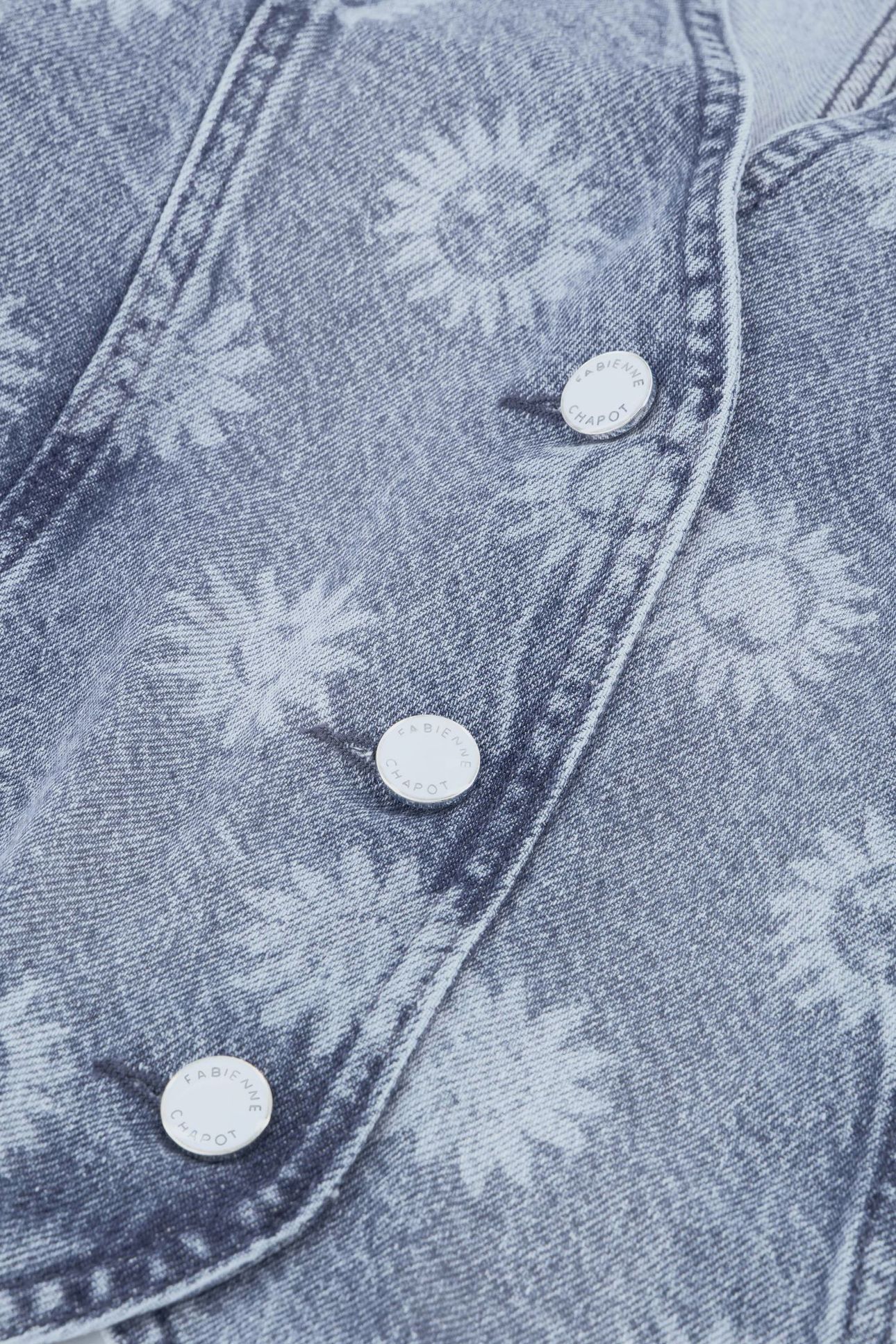 GIGI DENIM GILET MID BLUE PRINTED 5