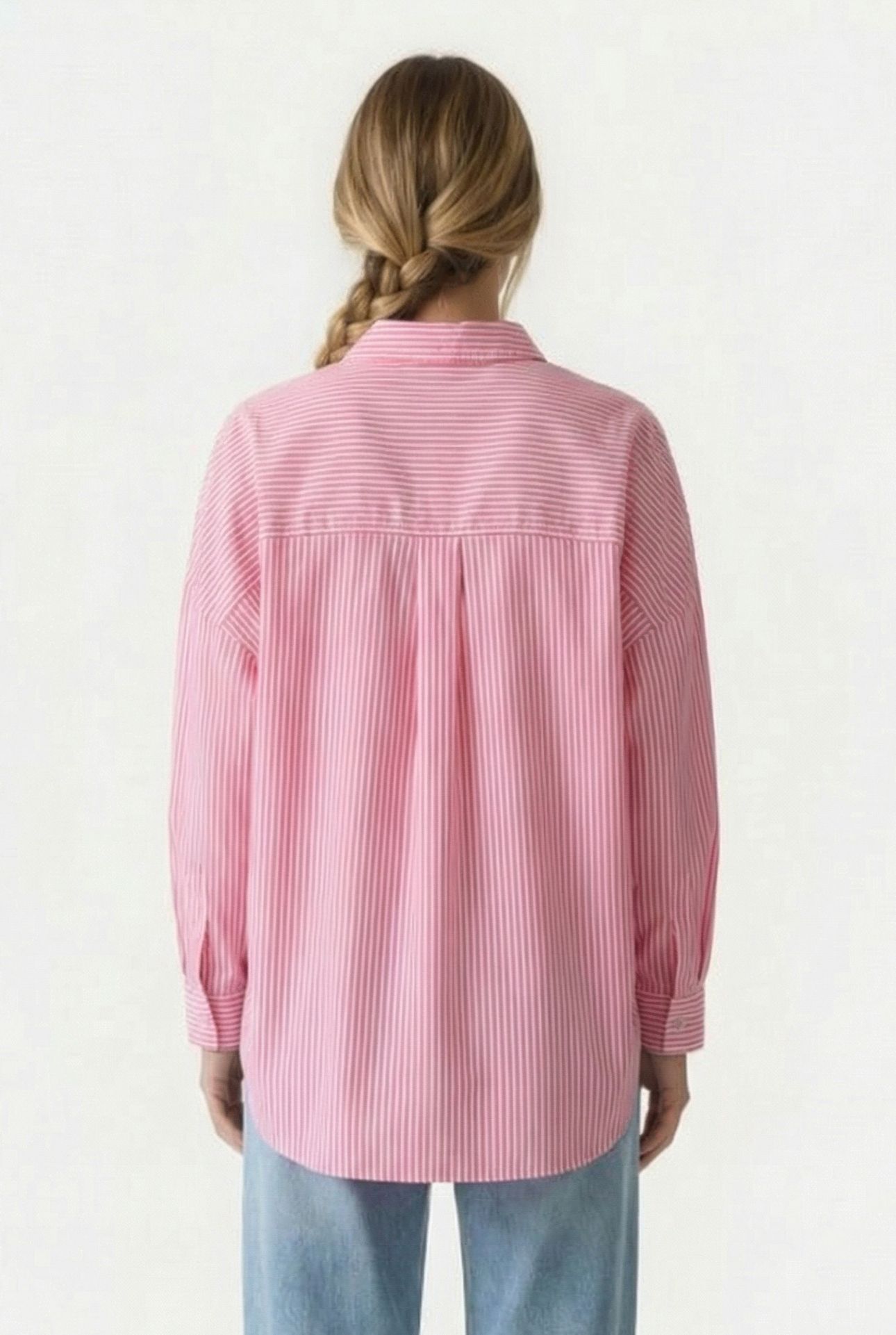 STRIPE POPLIN LONG SLEEVE POPOVER CAMELLIA/WHT TICKSTP 2
