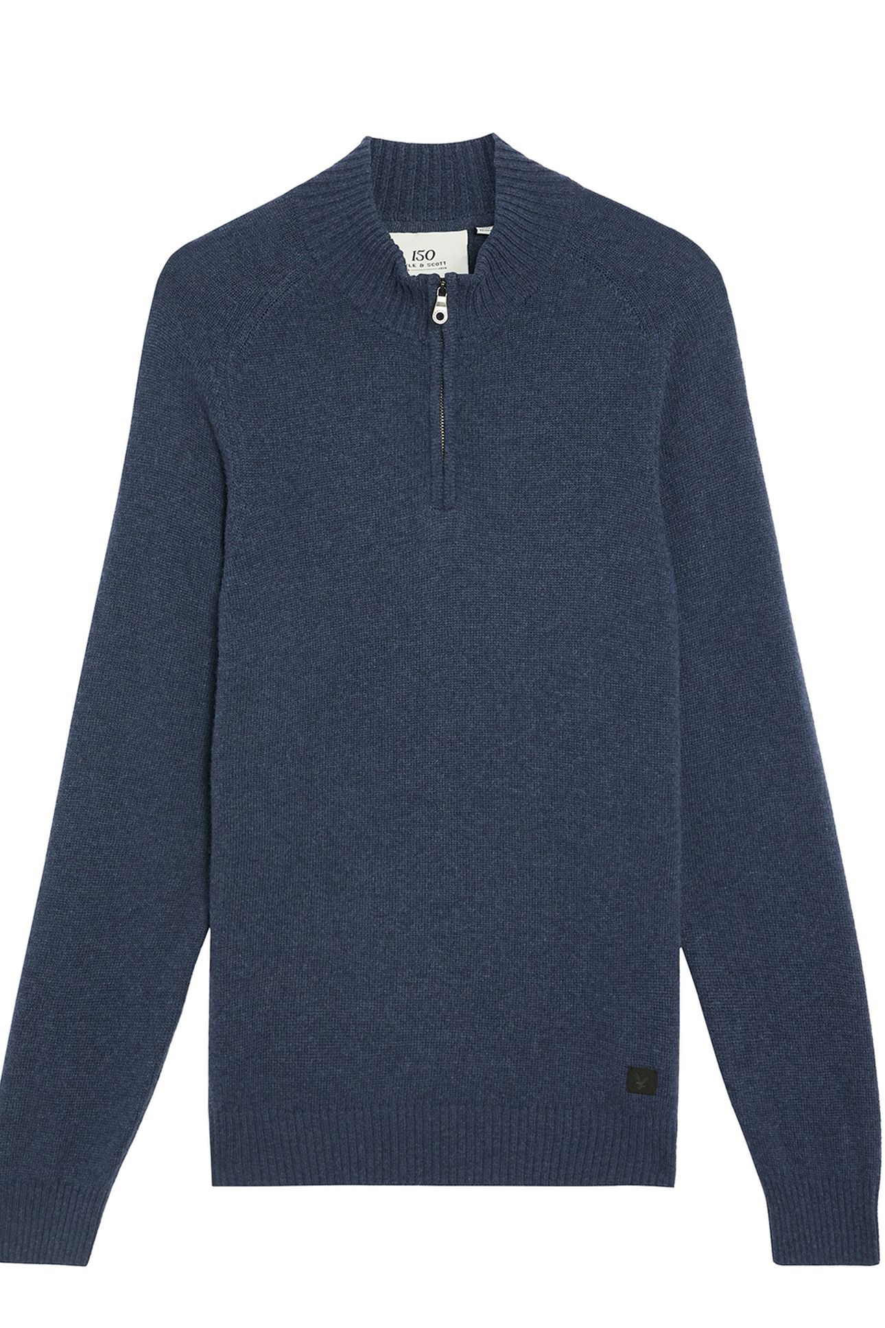 SADDLE SLEEVE QUARTER ZIP JUMPER NAVY HEATHER 3