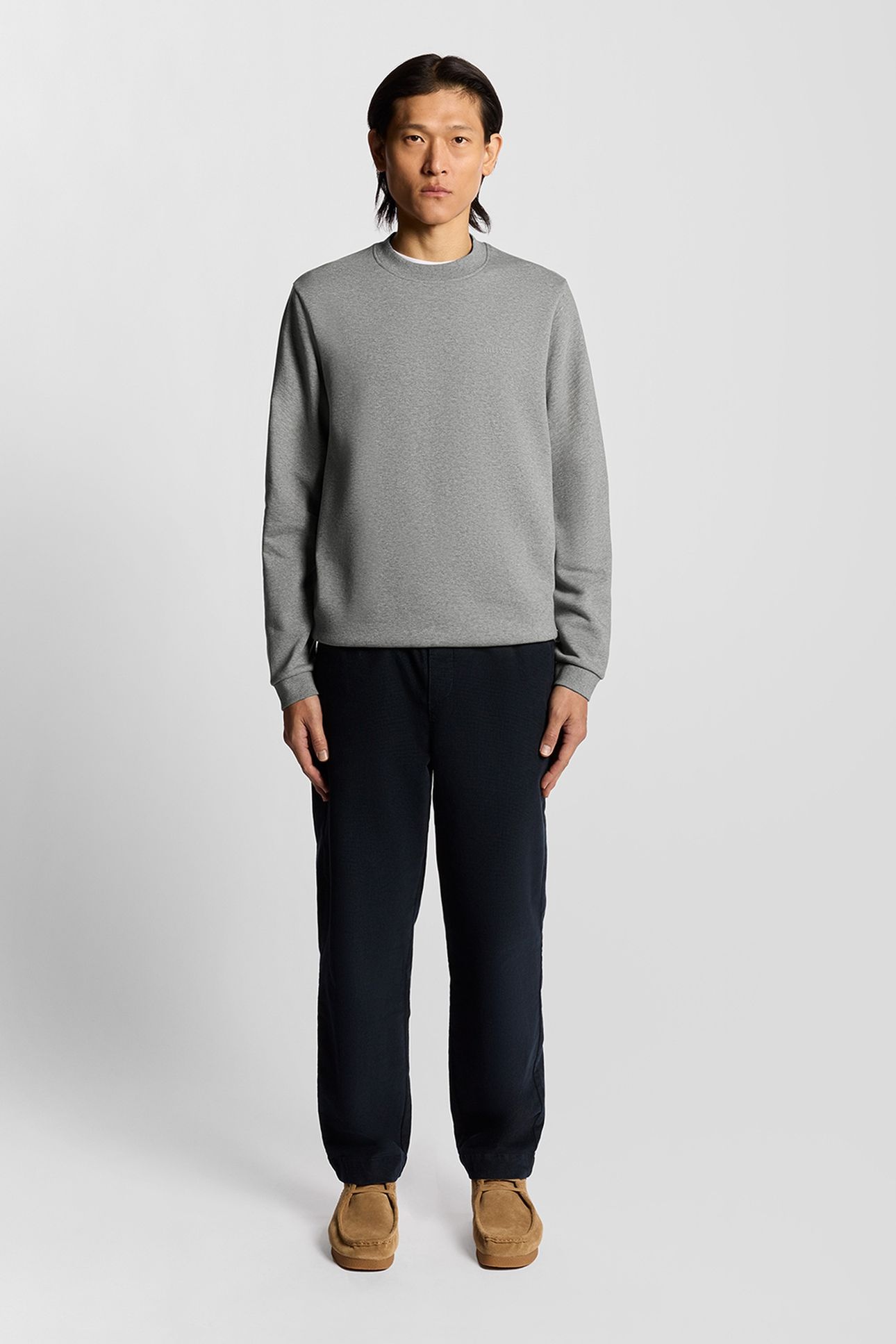 LOGO BRUSHBACK CREW NECK JUMPER MID GREY MARL 2