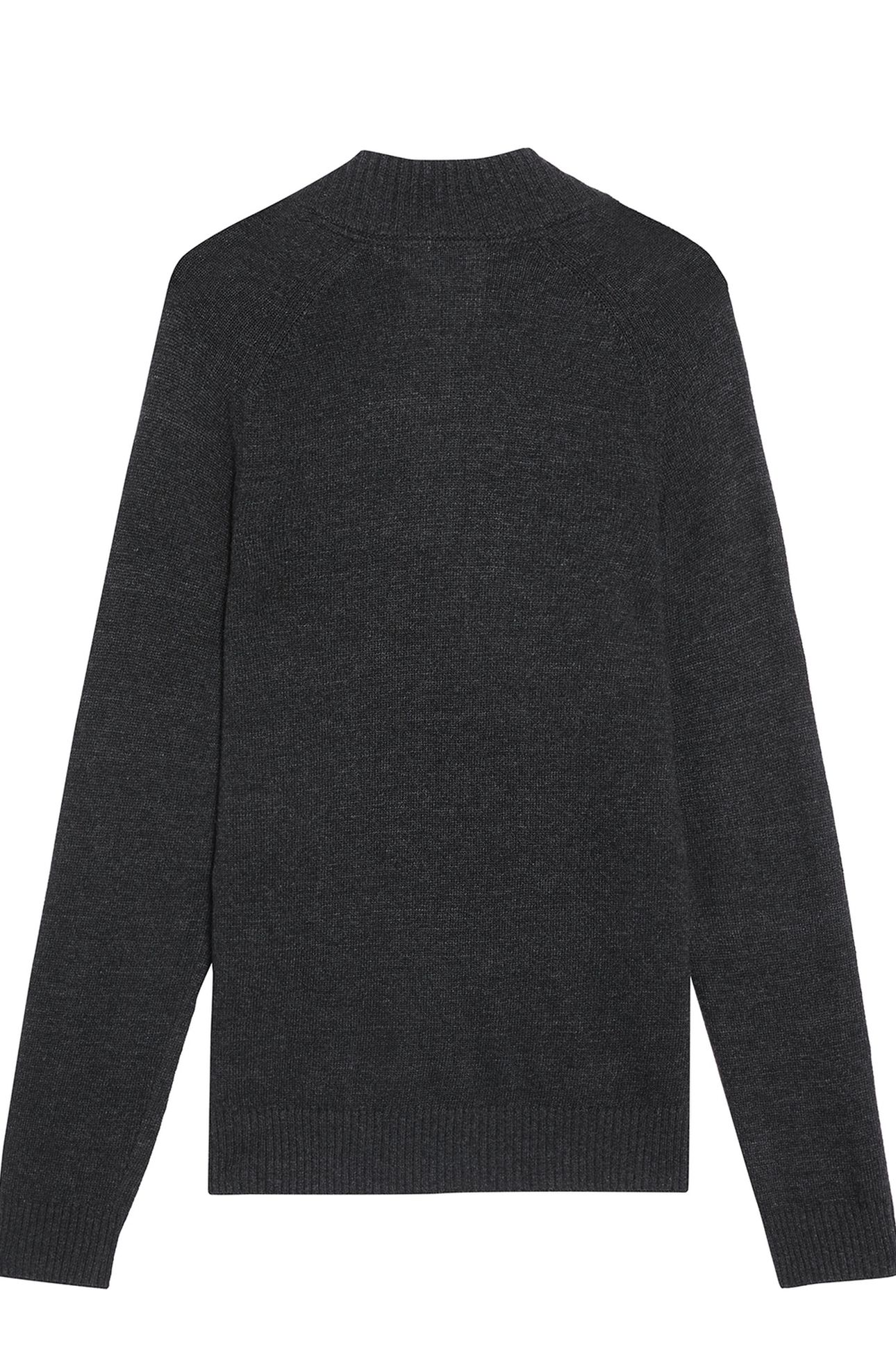SADDLE SLEEVE QUARTER ZIP JUMPER BLACK HEATHER 2