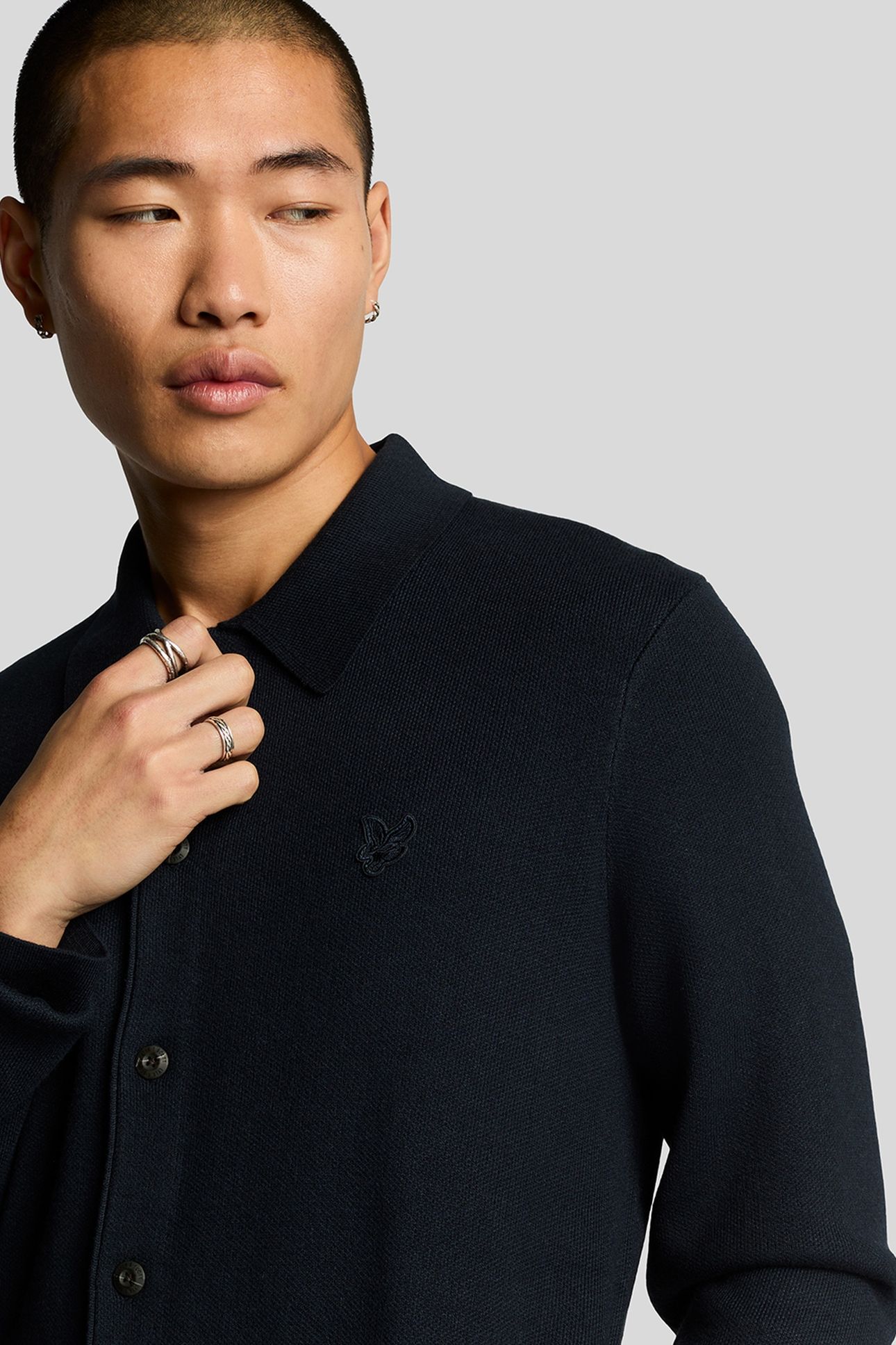 TONAL EAGLE DOUBLE KNIT SHIRT DARK NAVY 4