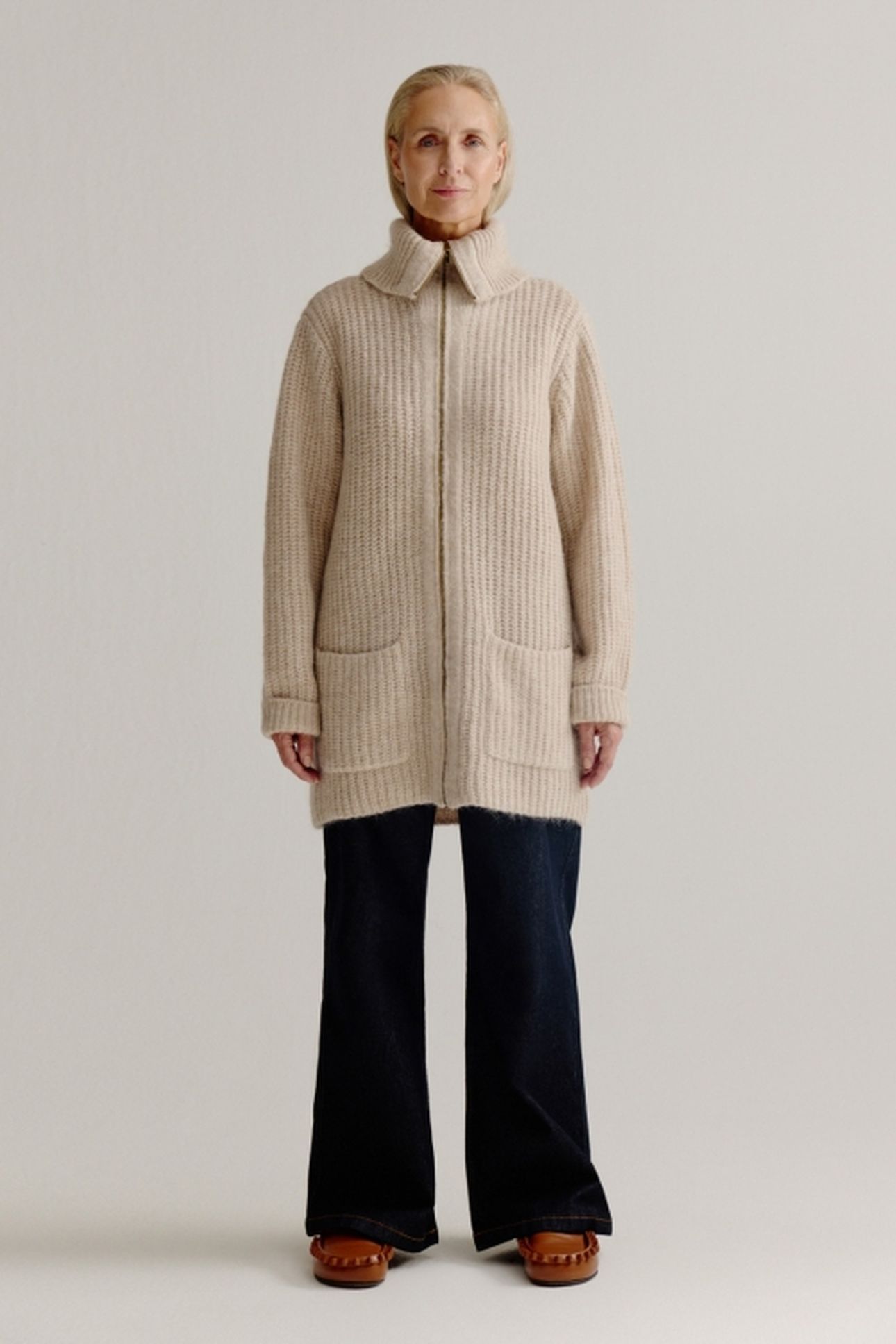 LIAM CARDIGAN LIGHT KHAKI 1