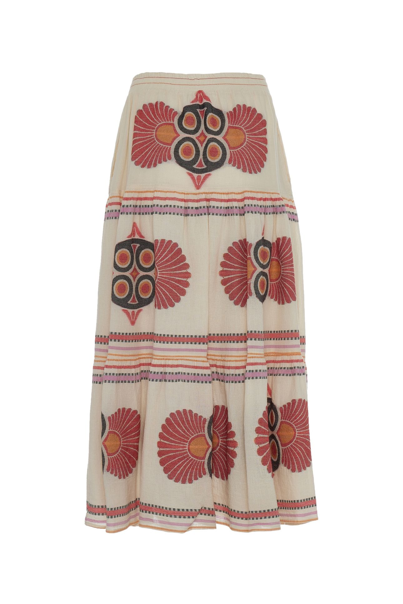 OLYMPIA MIDI SKIRT JACQUARD RED ORANGE 4