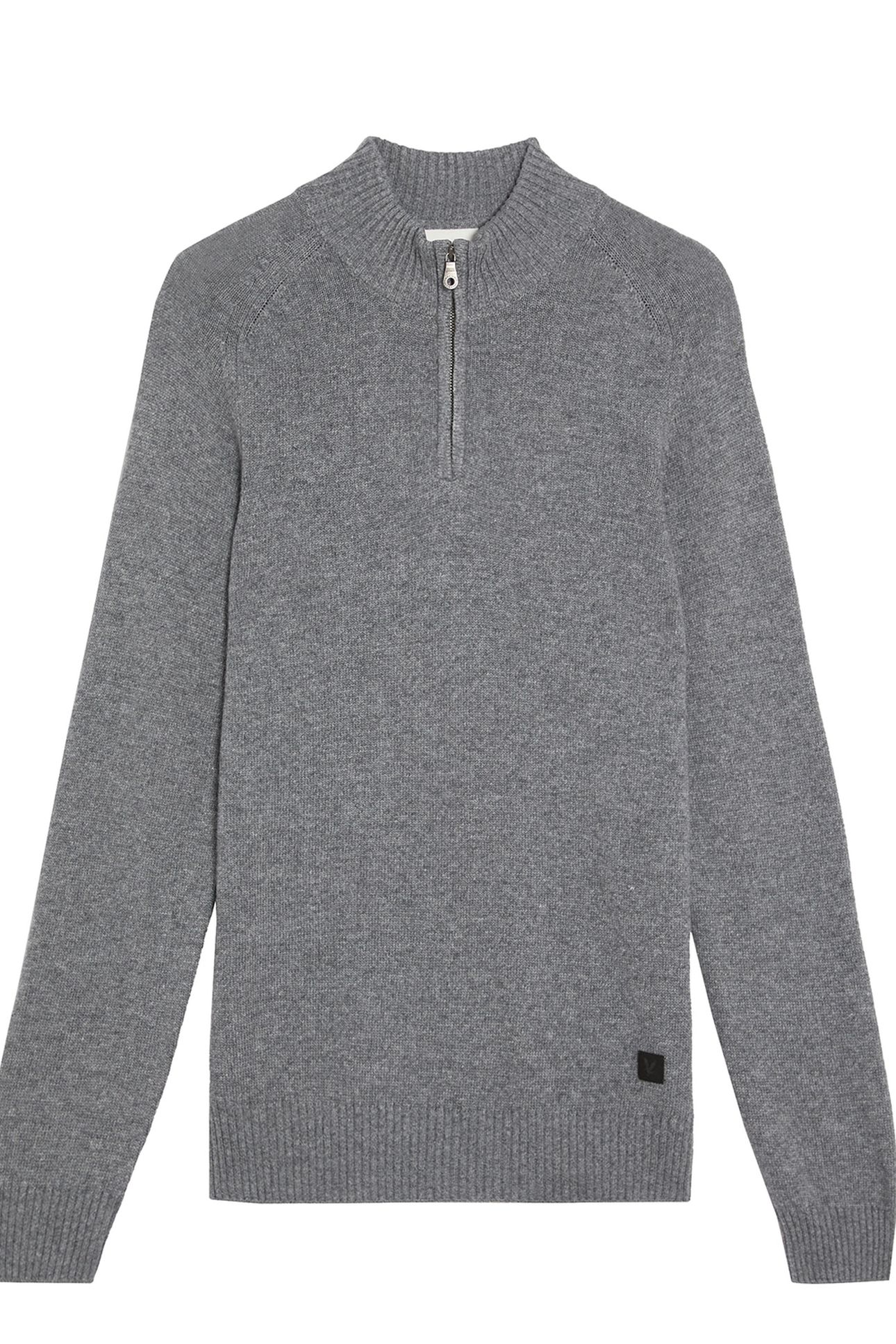 SADDLE SLEEVE QUARTER ZIP JUMPER GREY HEATHER 4