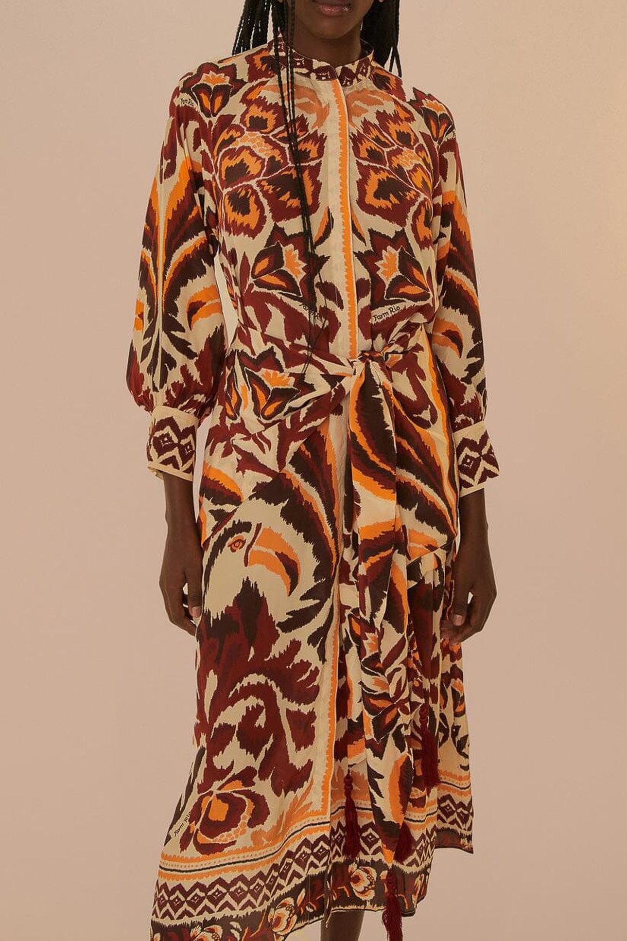 TOUCANS SCARF CREAM MAXI DRESS 2