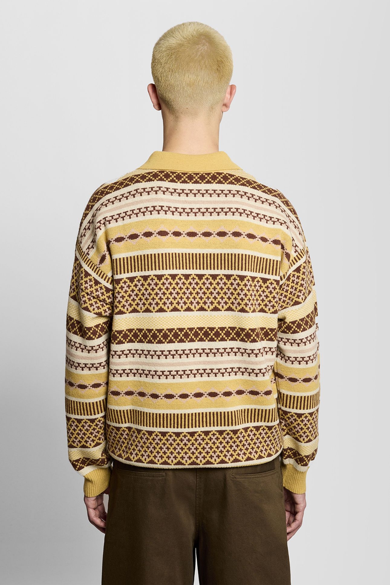 FAIR ISLE KNITTED POLO SHIRT BRASS 3