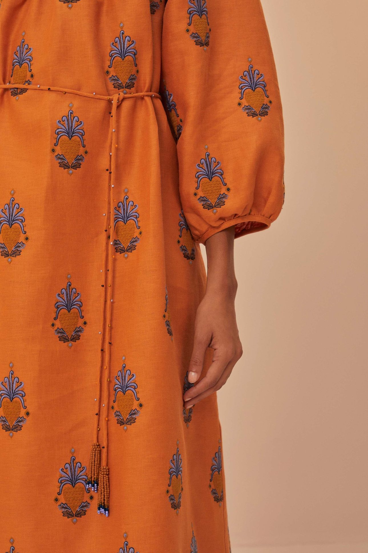 YELLOW EMBROIDERED MIDI DRESS 4