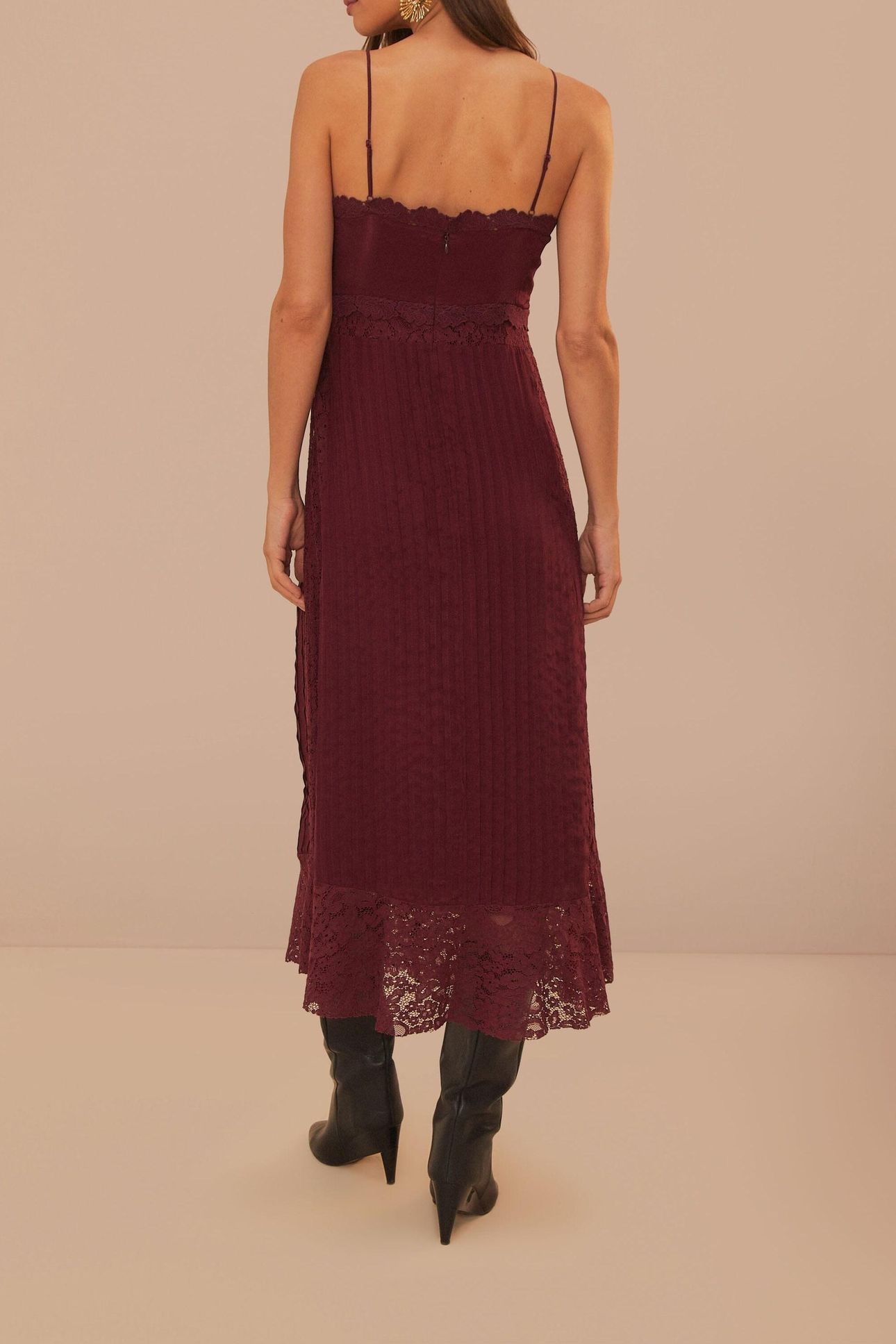 PURPLE LACE SLEEVELESS MIDI DRESS 4