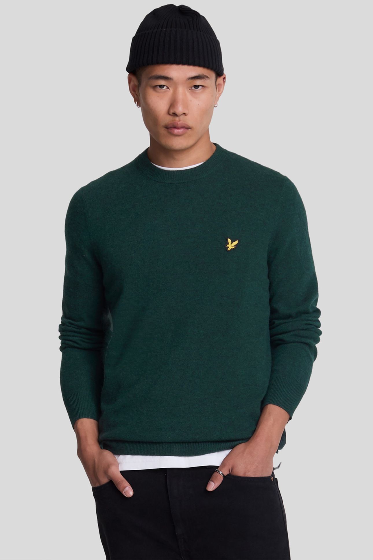 LAMBSWOOL BLEND CREW NECK JUMPER ARGYLE TEAL MARL 2