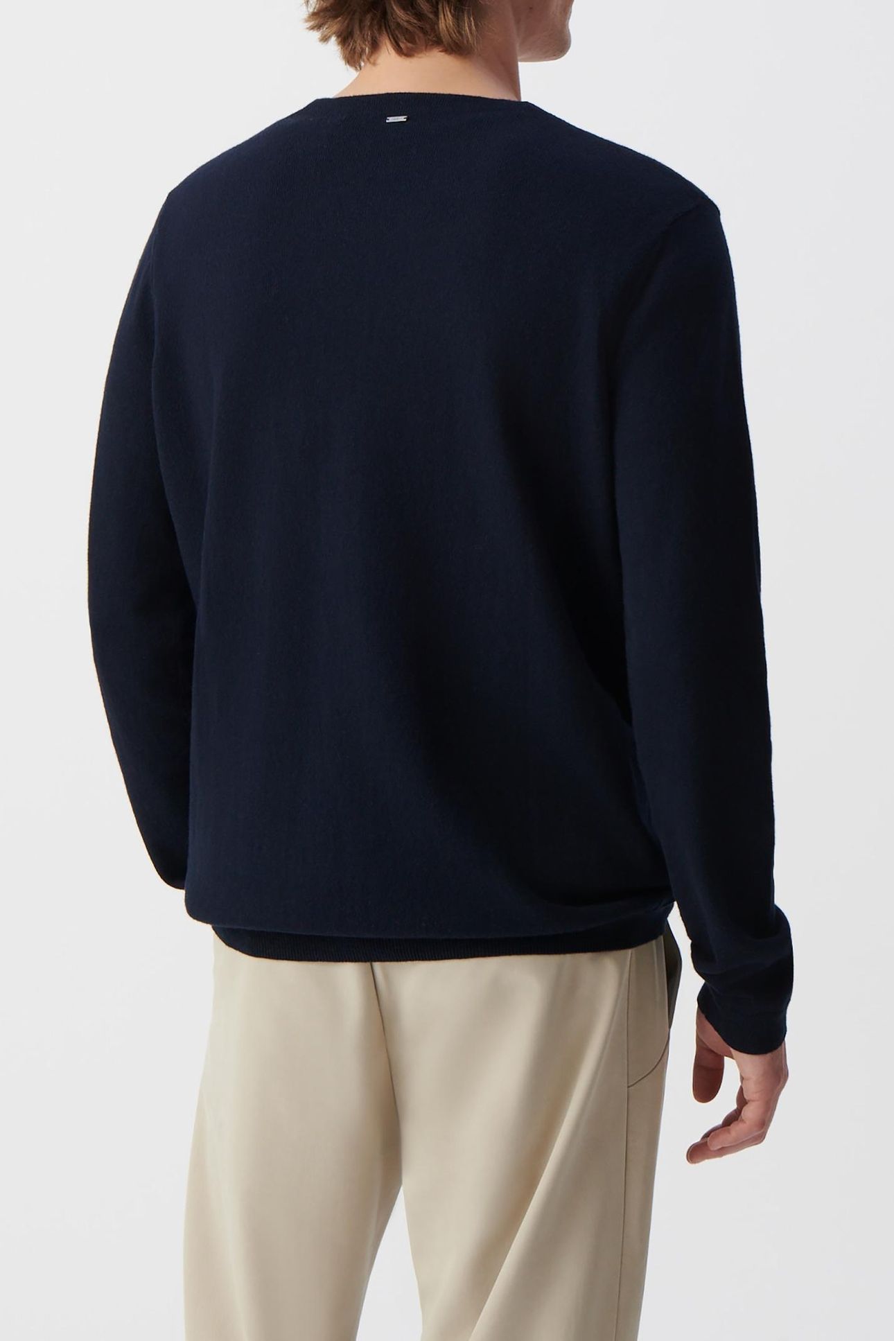 NAVY COTTON CASHMERE KNIT SWEATER 4