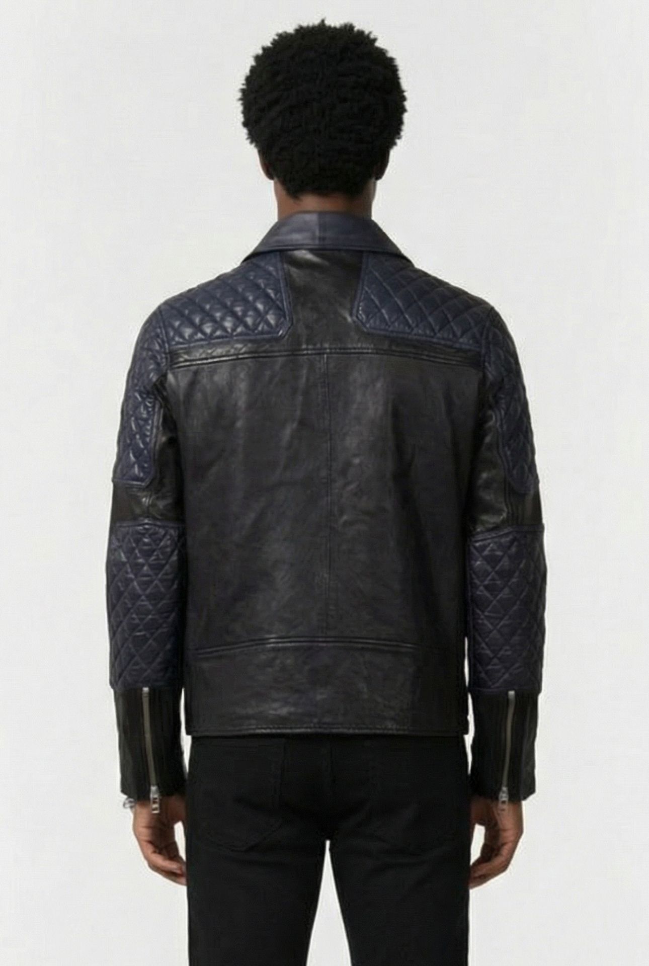 COLOUR BLOCK BIKER JACKET BLACK 2