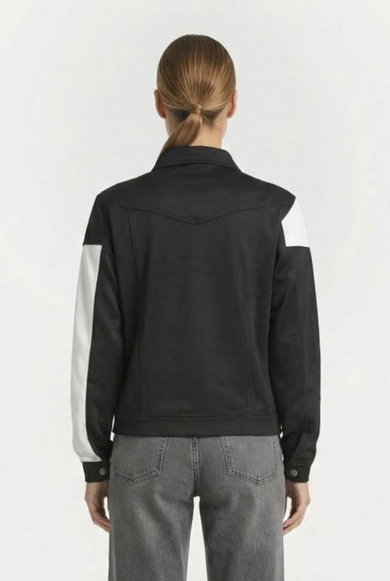 UNISEX DENIM JACKET BLACK WHITE 4