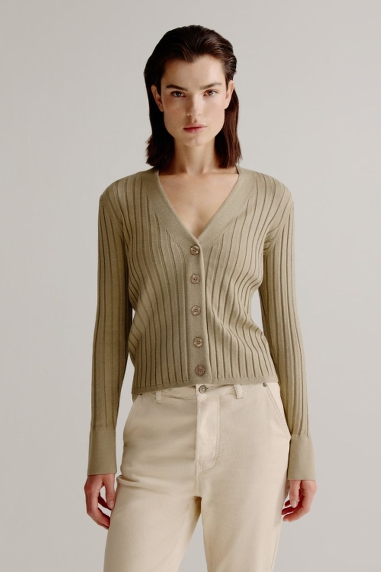 LIEVE CARDIGAN LIGHT KHAKI 1