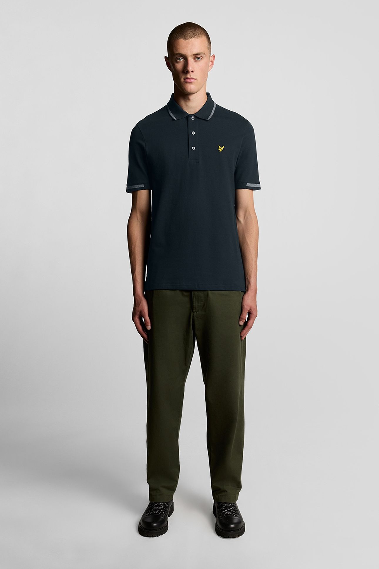 BIRDSEYE HALF TIPPED POLO DARK NAVY/ASH LILAC 1