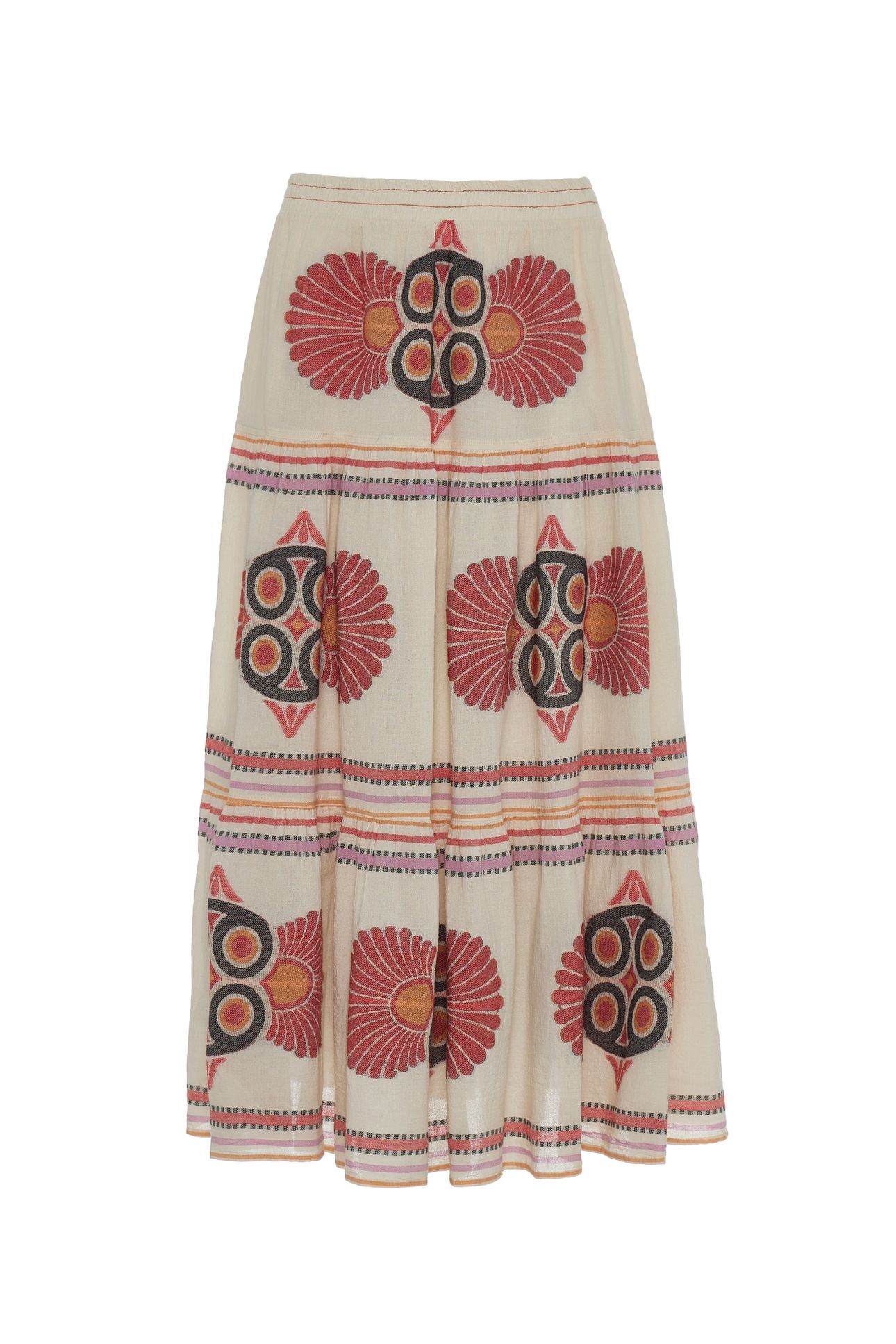 OLYMPIA MIDI SKIRT JACQUARD RED ORANGE 3