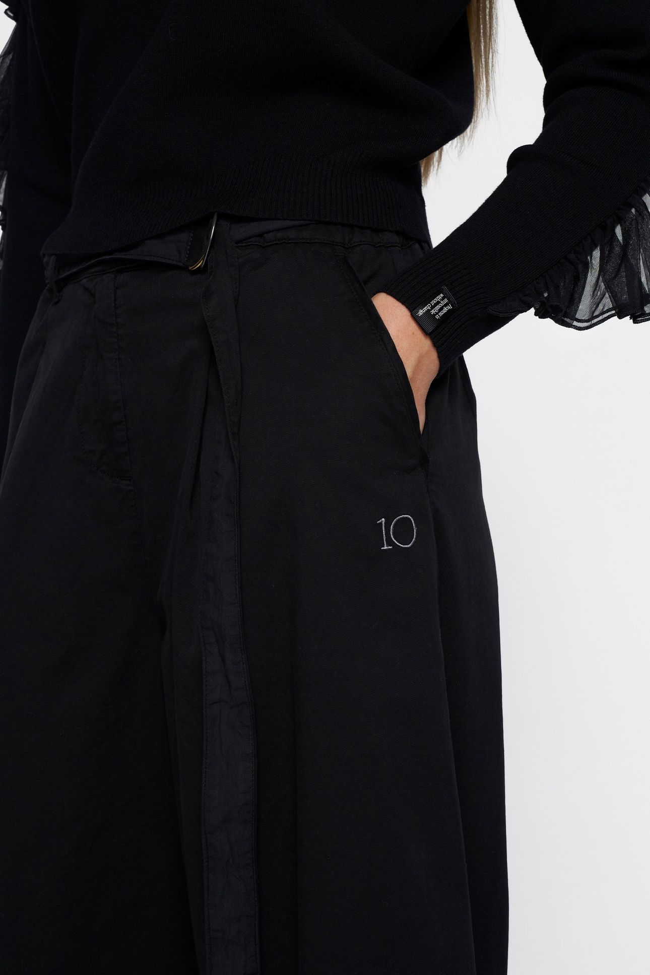 WIDE LEG PANTS TWILL BLACK 6