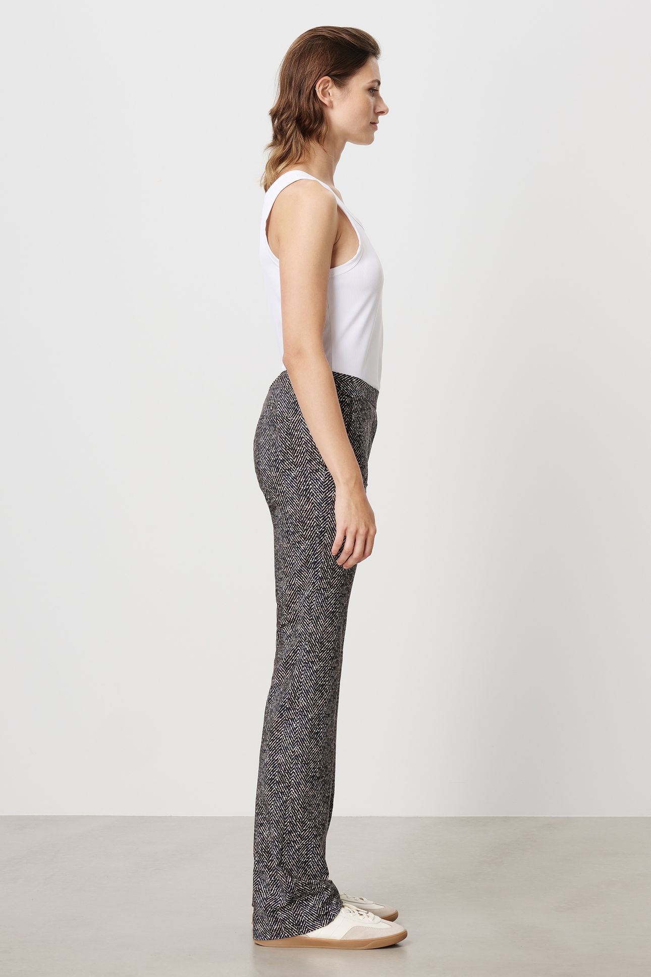 TWEED PRINT LONG BASIC PANTS INK BLUE 3