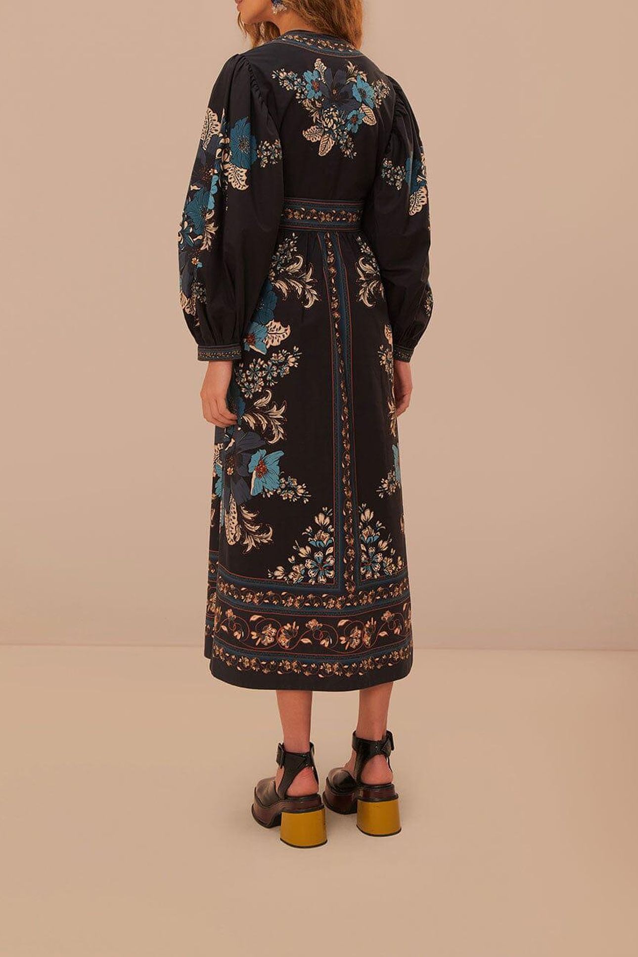 BLOSSOM TAPESTRY BLACK MIDI DRESS 4