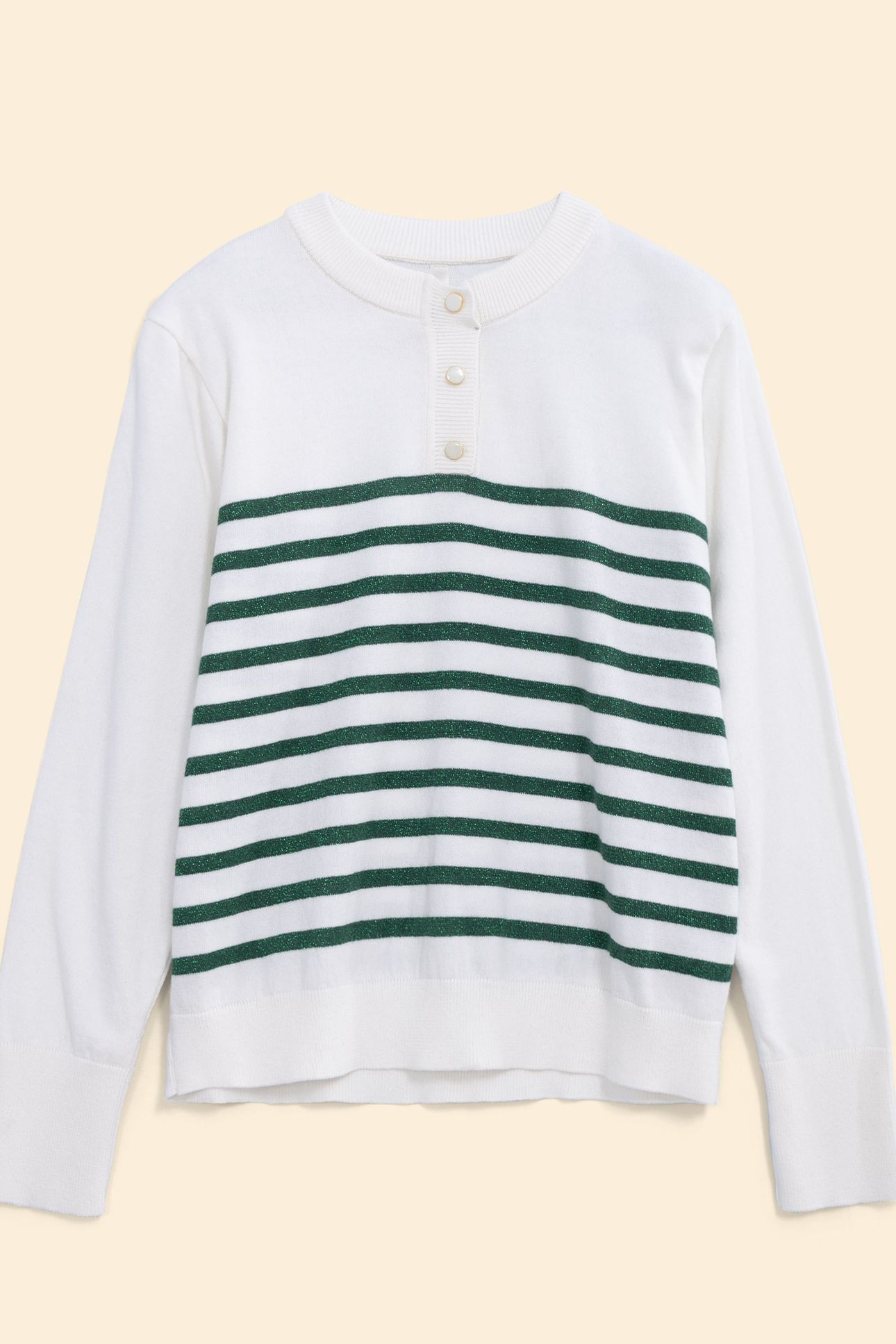 WHITE KNIT SWEATER WITH GREEN LUREX STRIPES OFF-WHITE 6