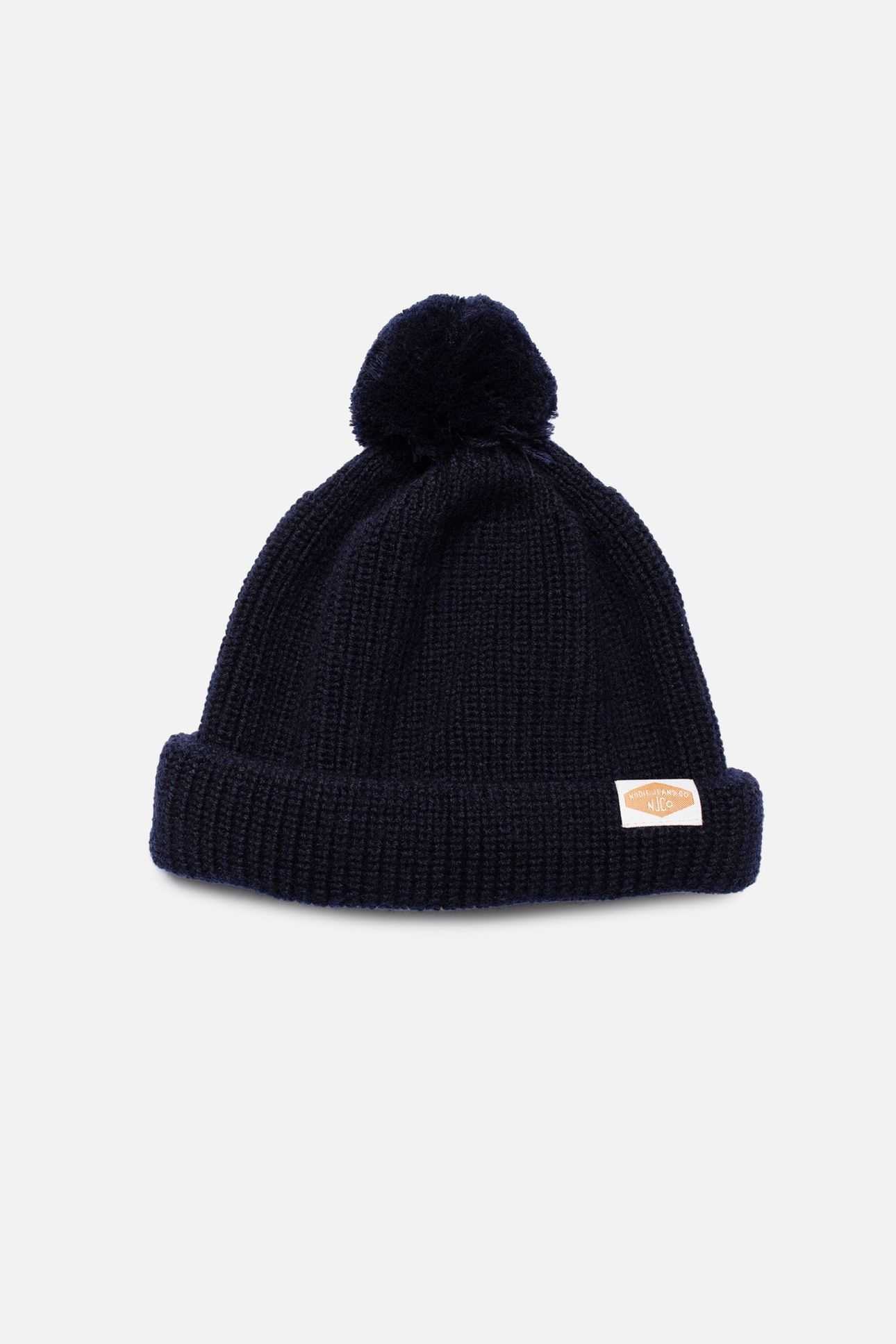 CHUNKY POMPOM WOOL BEANIE NAVY 1