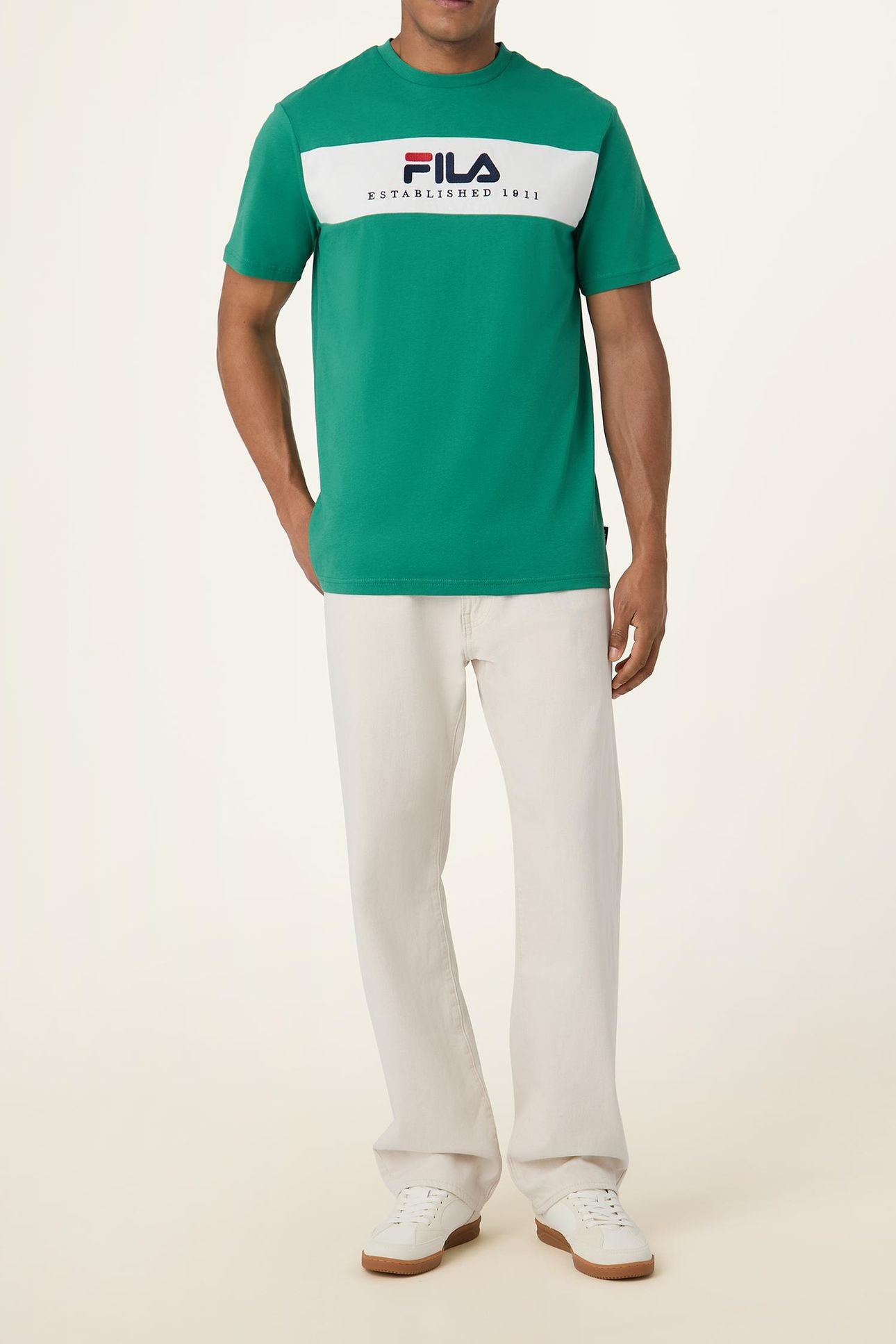 UNISEX VALSERA REGULAR BLOCKED T-SHIRT GREEN JACKET-EGRET 2
