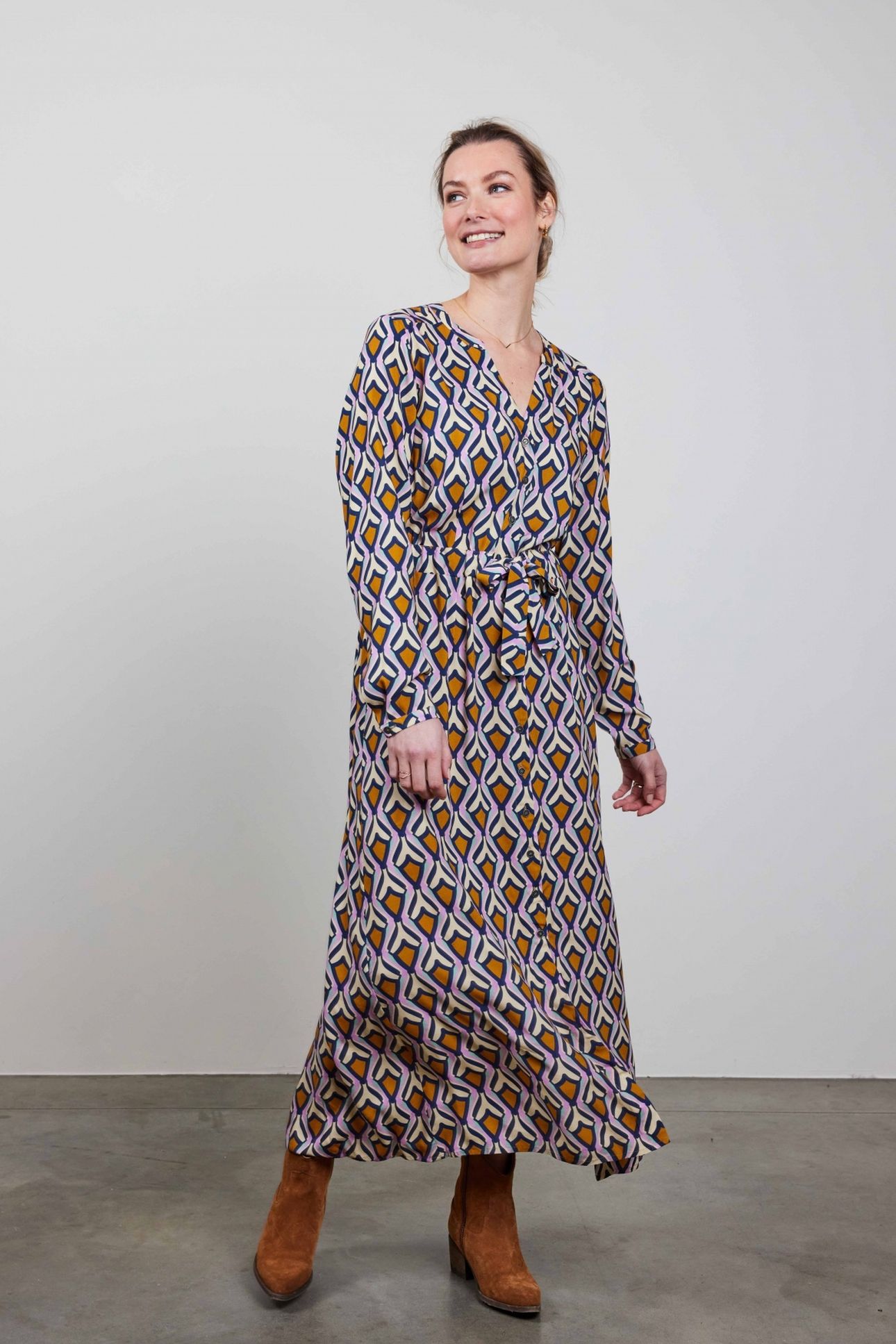 DRESS JOYFUL IN OFFWHITE WITH COSMIC DREAMS PRINT 3