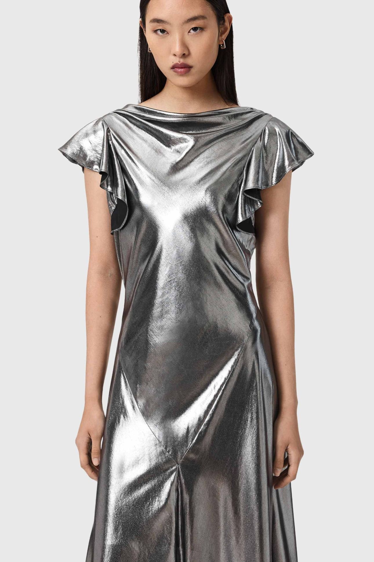 FLORA DRESS METALLIC SILVER 3